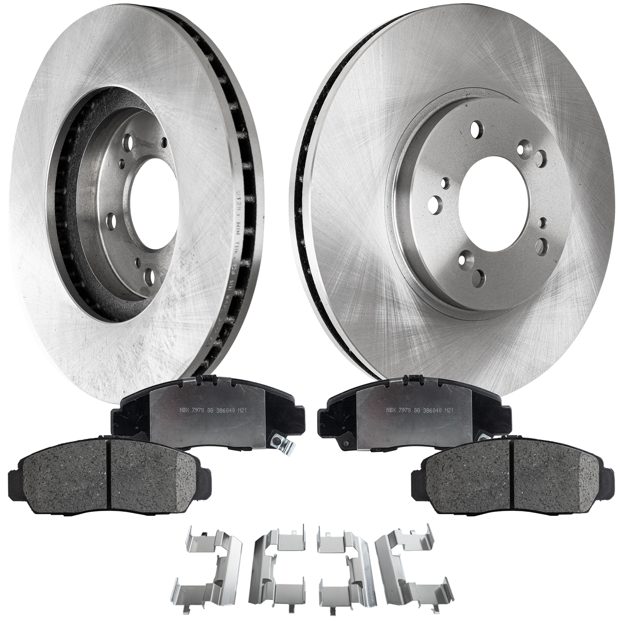 AM RL 99-04 FRONT BRAKE DISC AND PAD KIT 4 pc kit SKU KIT 080621-639 OEM 45251S1AE20-45022S0KA00-45022S