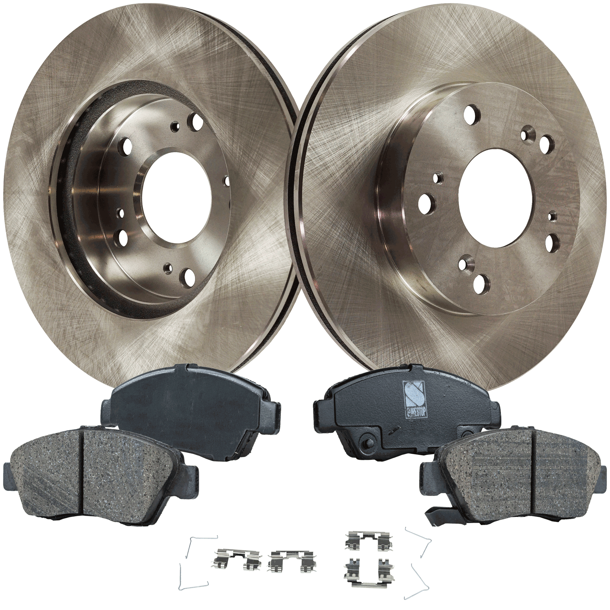 AM CIVIC 05-11 RSX 02-06 FRONT BRAKE DISC AND PAD KIT 2 Wheel Set SKU KIT 080621-642 OEM 45251S6M000-45251S7AJ10-45251S