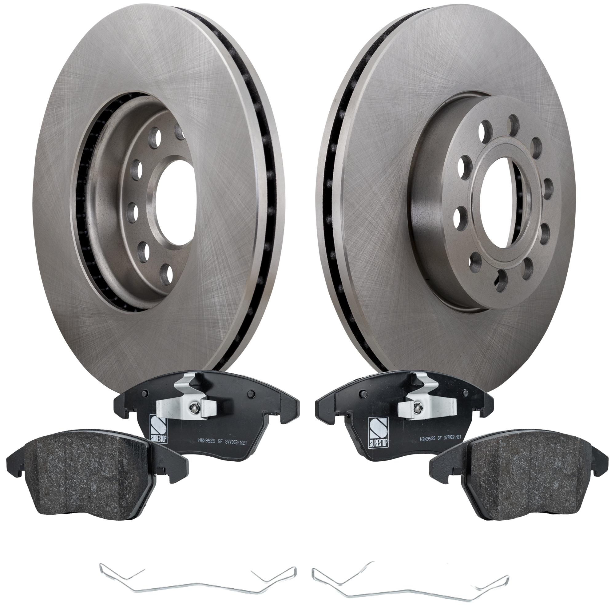 AM JETTA 10-18 BEETLE 12-19 FRONT BRAKE DISC AND PAD KIT 4 pc kit SKU KIT 080621-671 OEM 1K0615301T 5C0615301A 1KD61530
