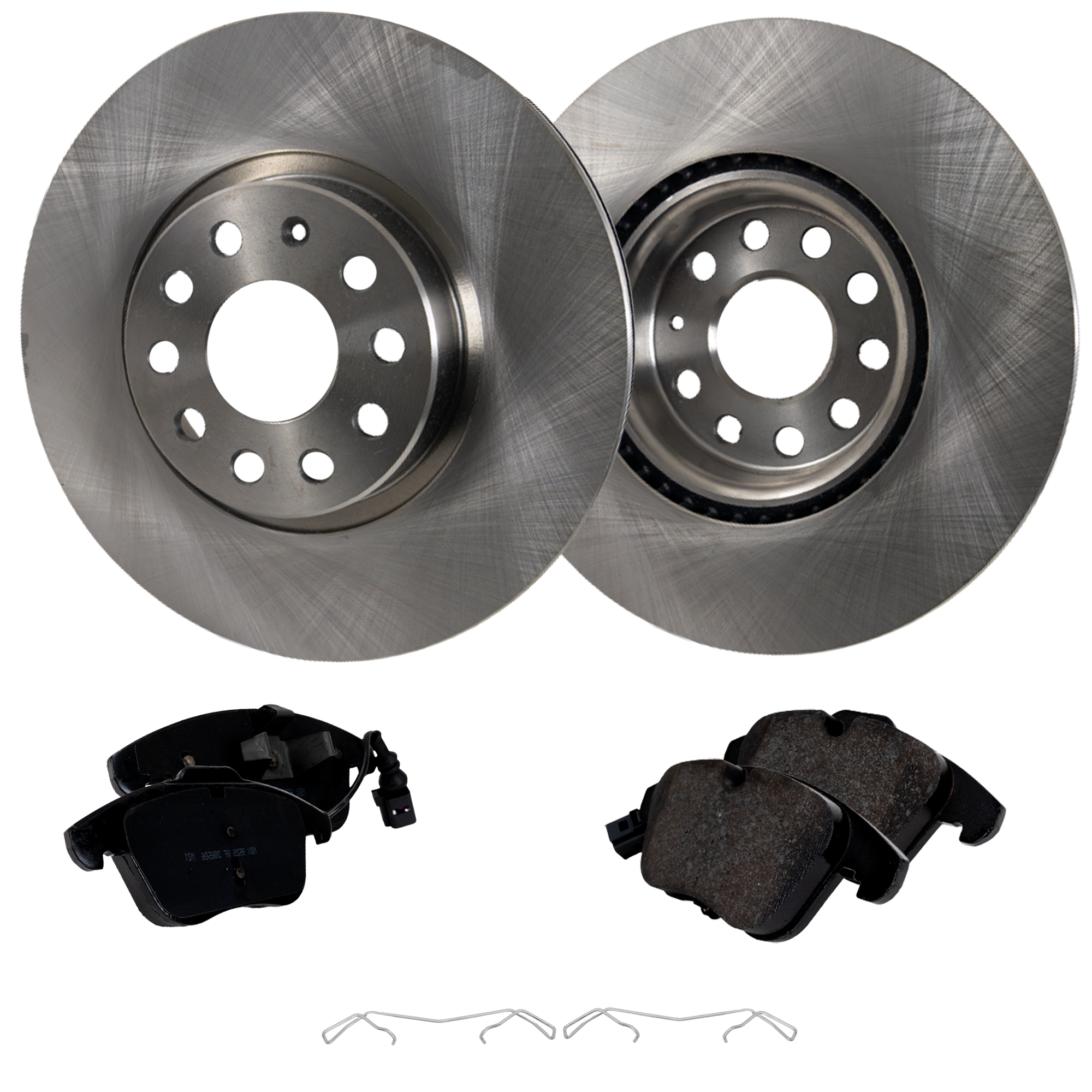 AM TIGUAN 14-17 PASSAT 14-20 FRONT BRAKE DISC AND PAD KIT 4 pc Kit SKU KIT 080621-672 OEM 1K0615301AA 5N0698151-5N069815