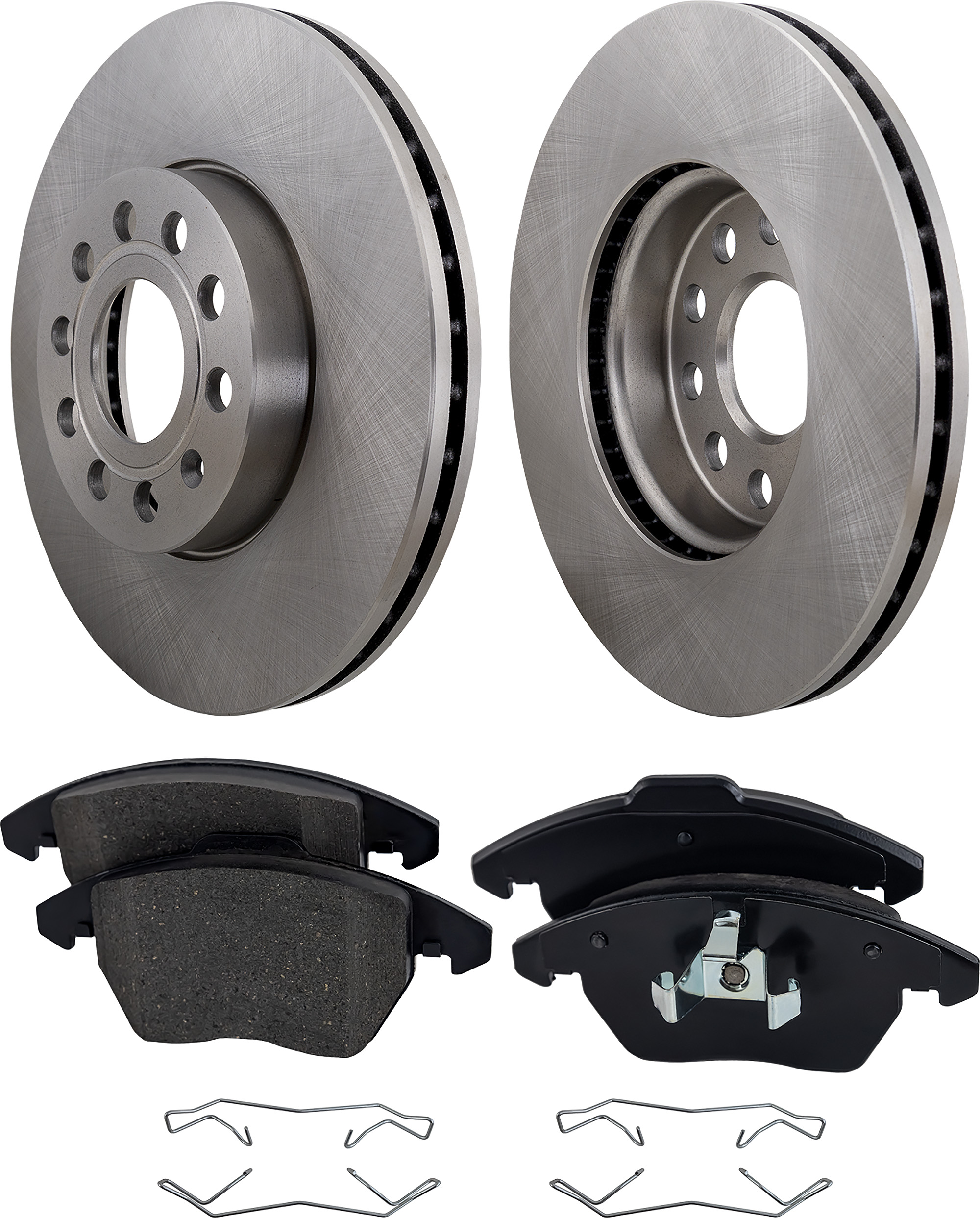 AM JETTA 05-13 FRONT BRAKE DISC AND PAD KIT 4 pc kit SKU KIT 080621-673 OEM 1K0615301T 5C0615301A 1KD61530