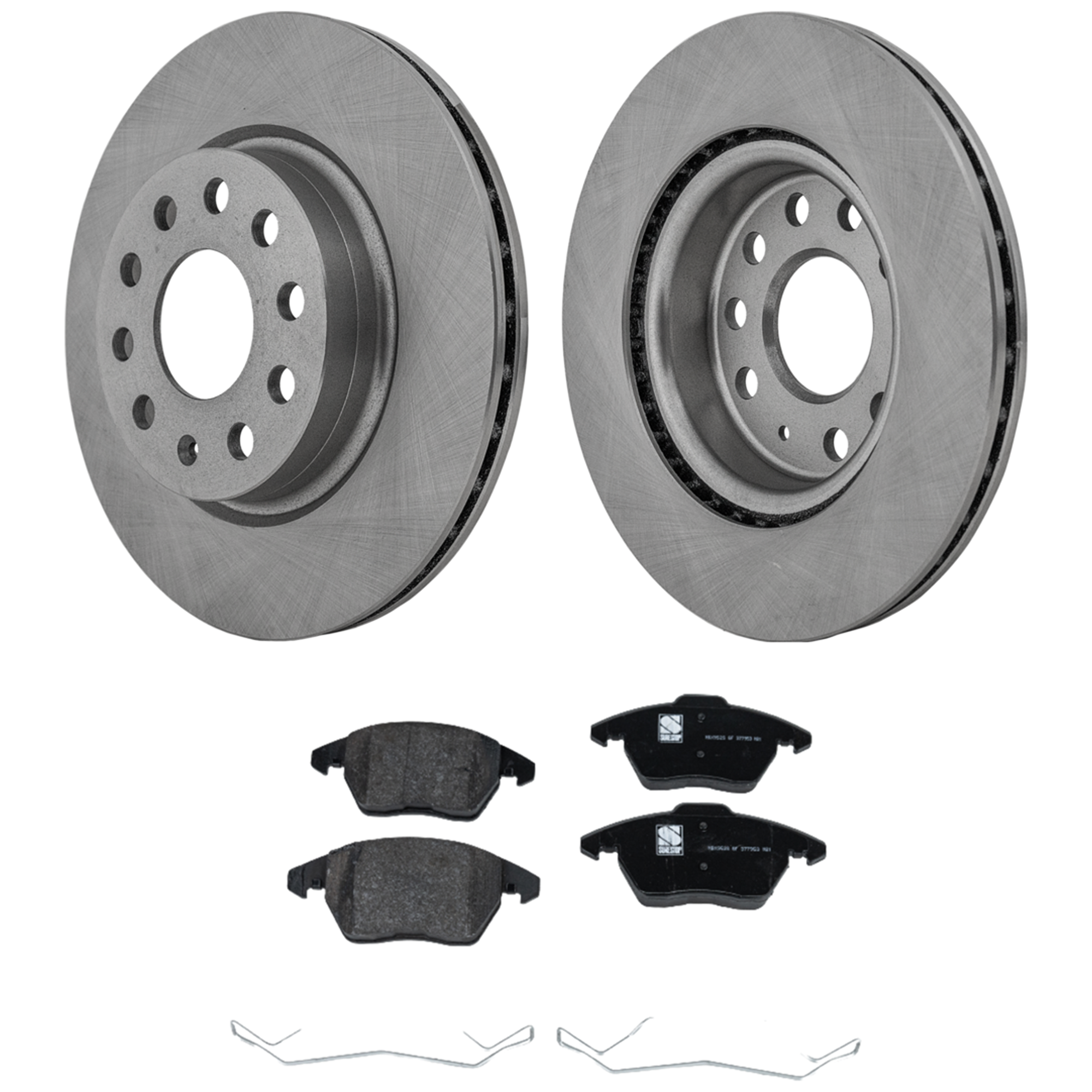 AM JETTA 14-16 BEETLE 19-19 FRONT BRAKE DISC AND PAD KIT 4 pc kit SKU KIT 080621-676 OEM 1K0615301S 1K0615301AC 5C06153