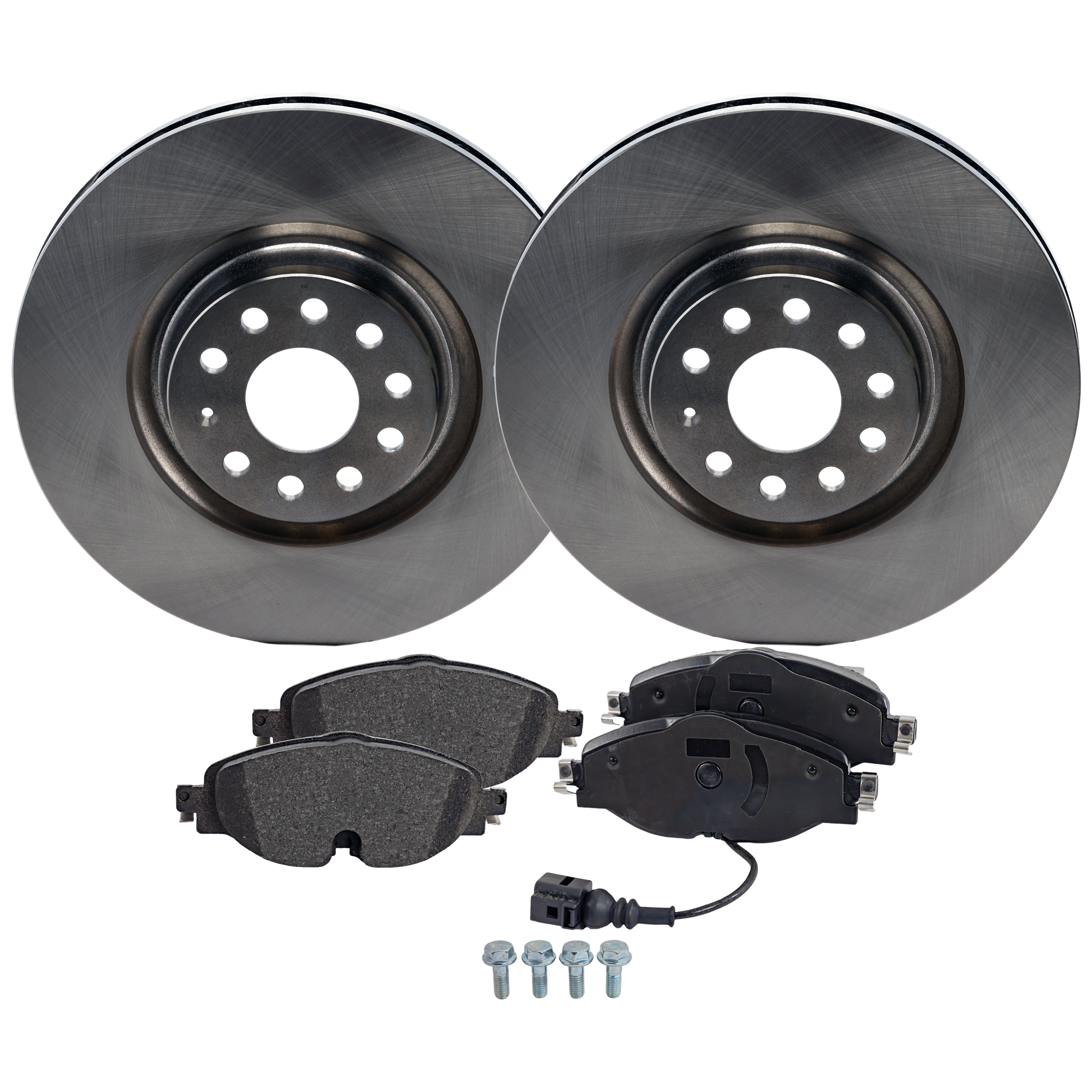 AM GTI 15-18 GOLF 16-21 JETTA 22-22 FRONT BRAKE DISC AND PAD KIT 2 Wheel Set SKU KIT 080621-679 OEM 1K0615301AD 2K5698151A 5Q06981