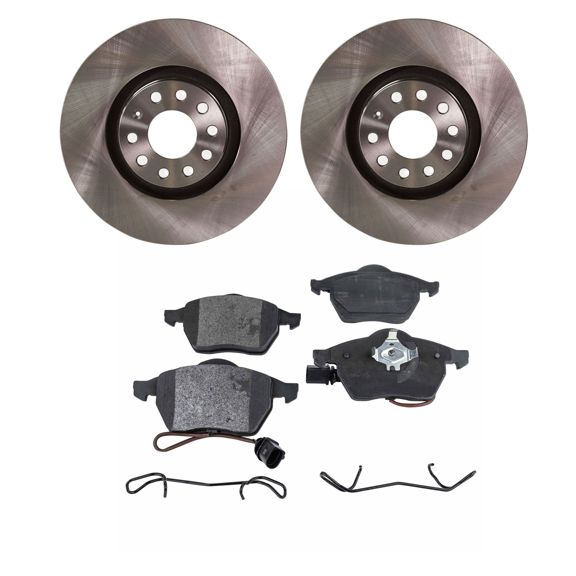 AM A4-07-08 A6-98-01 FRONT BRAKE DISC AND PAD KIT 4 pc Kit SKU KIT 080621-708 OEM 8D0615301K 8D0615301M 8E061530