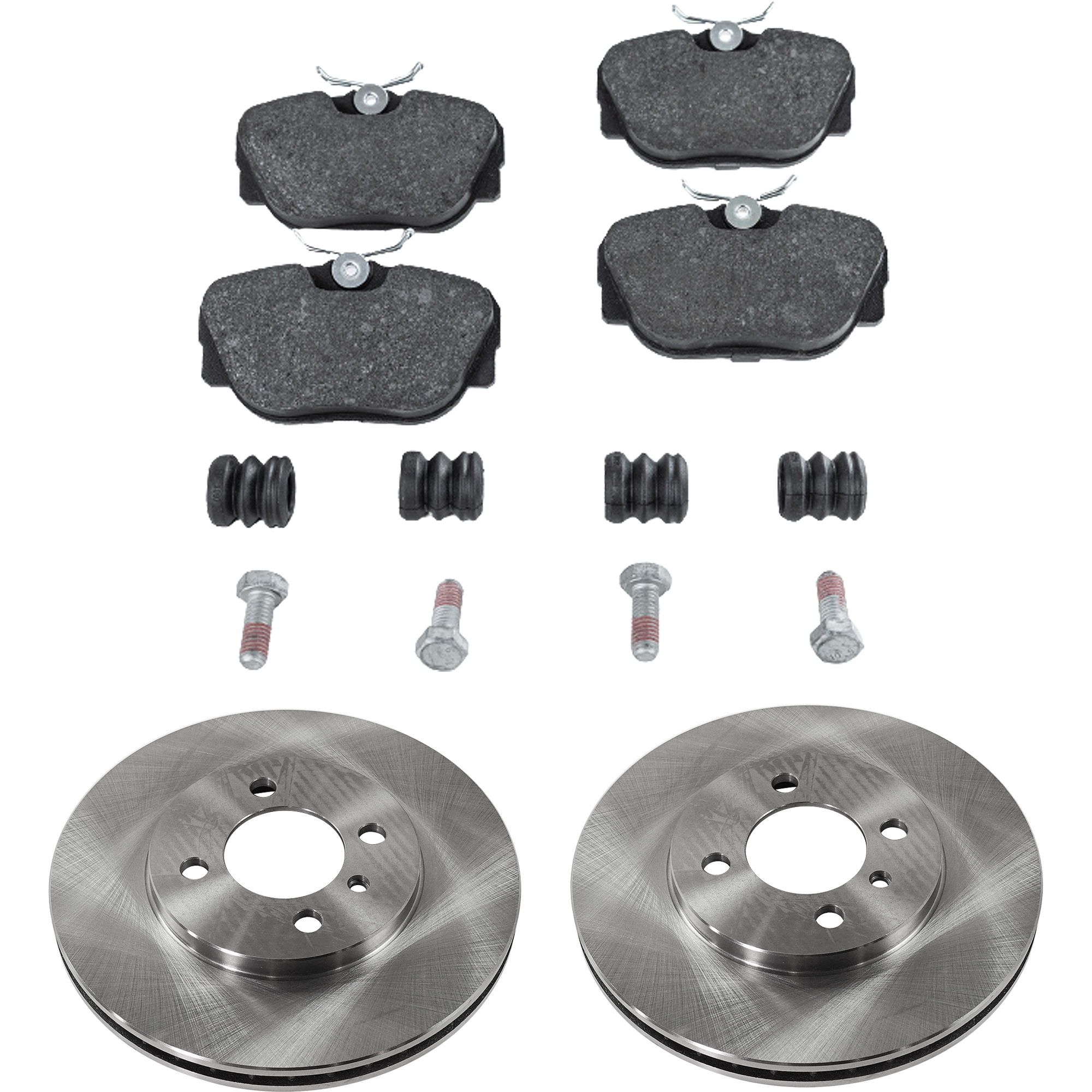 AM 3 SERIES 86-89 FRONT BRAKE DISC AND PAD KIT 4 pc kit SKU KIT 080621-727 OEM 34111154750-34111154749-341111