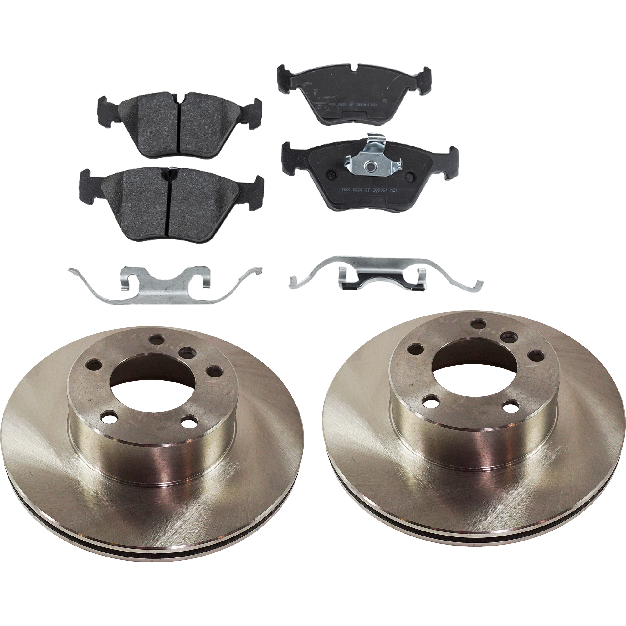 AM 528I 97-98 FRONT BRAKE DISC AND PAD KIT 2 Wheel Set SKU KIT 080621-734 OEM 34111163013-34111163081-341111
