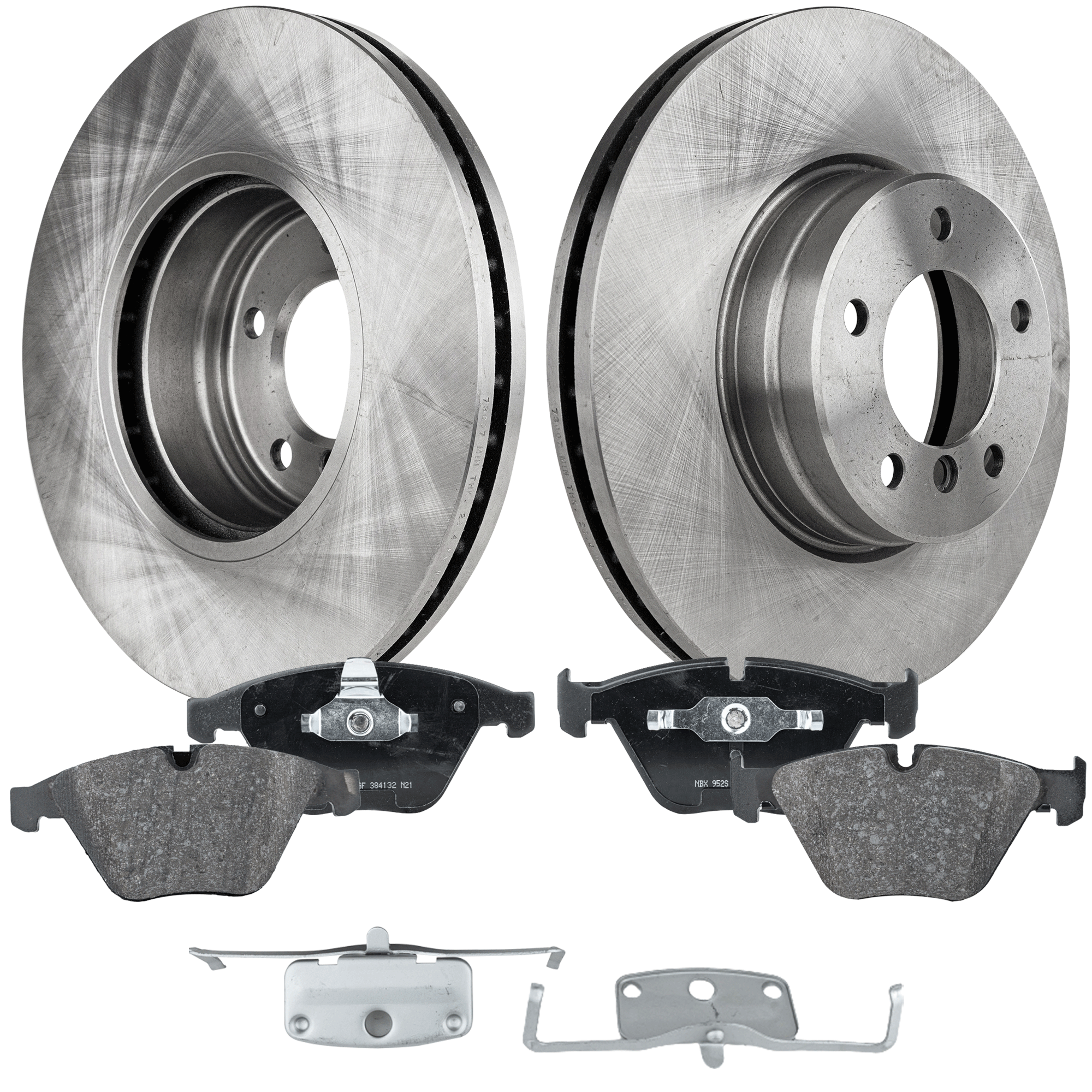 AM 5 SERIES 04-10 FRONT BRAKE DISC AND PAD KIT 4 pc Kit SKU KIT 080621-735 OEM 34116753221-34116864906-341122