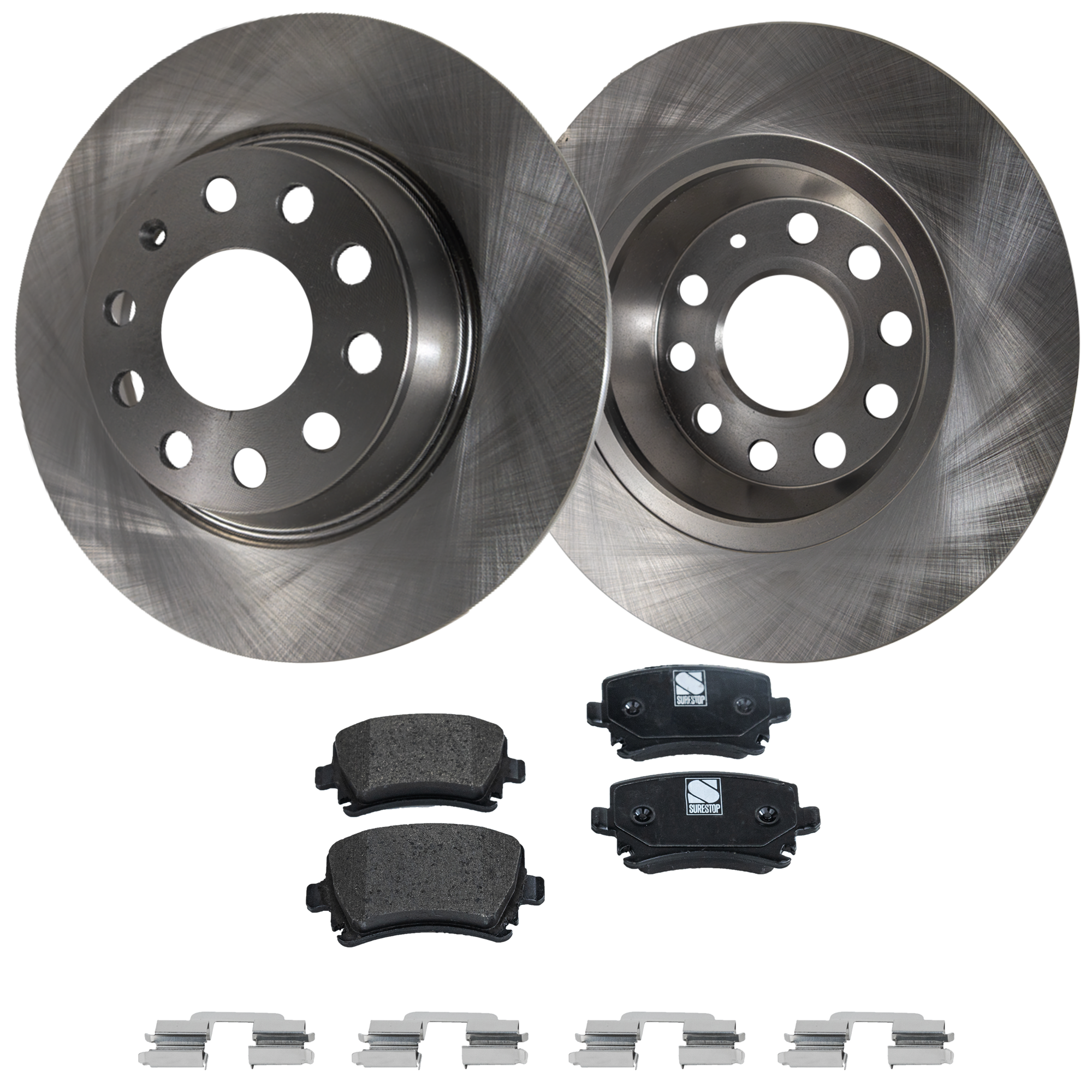 AM EOS 07-09 TIGUAN 11-11 REAR BRAKE DISC AND PAD KIT 2 Wheel Set SKU KIT 080621-802 OEM 34426-45499-850214-34426G 9807