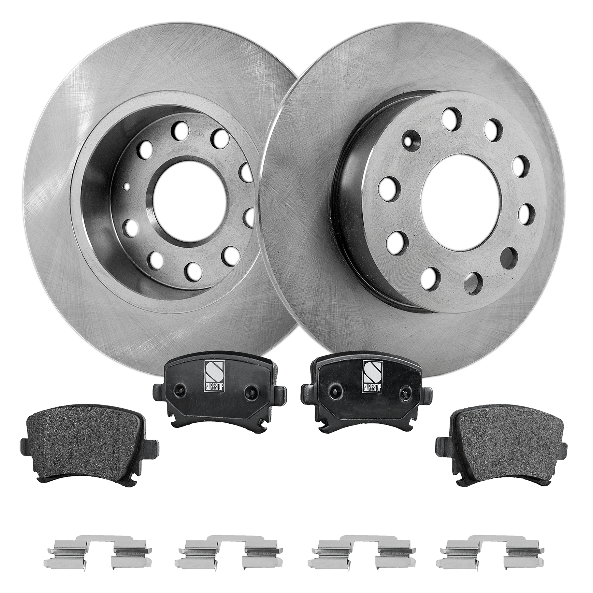AM JETTA 05-10 REAR BRAKE DISC AND PAD KIT 4 pc kit SKU KIT 080621-804 OEM 1K0615601L 1K0698451B 1K069845