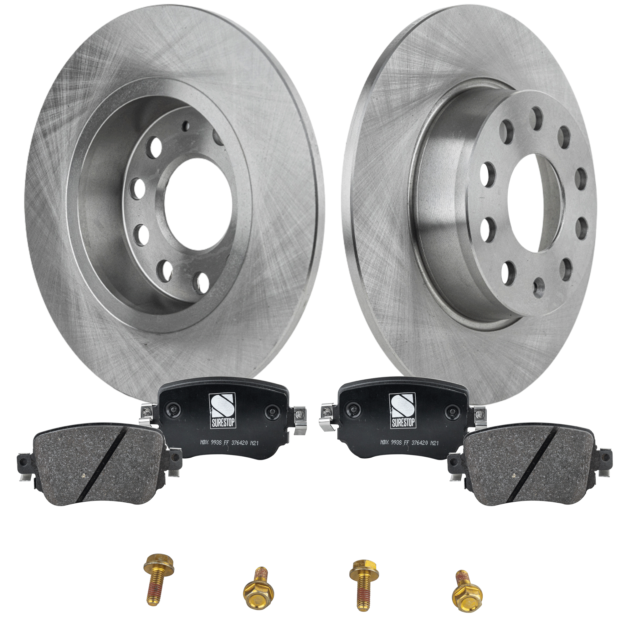 AM GOLF 15-21 REAR BRAKE DISC AND PAD KIT 2 Wheel Set SKU KIT 080621-823 OEM 1K0615601AA 5Q0698451B 7N06984