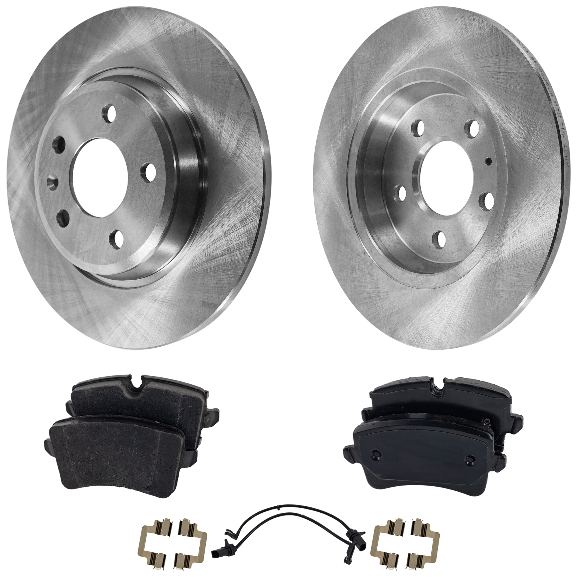 AM A6-12-13 A7 QUATTRO 12-18 REAR BRAKE DISC AND PAD KIT 4 pc kit SKU KIT 080621-832 OEM 34403-45454-850161-900808-1213