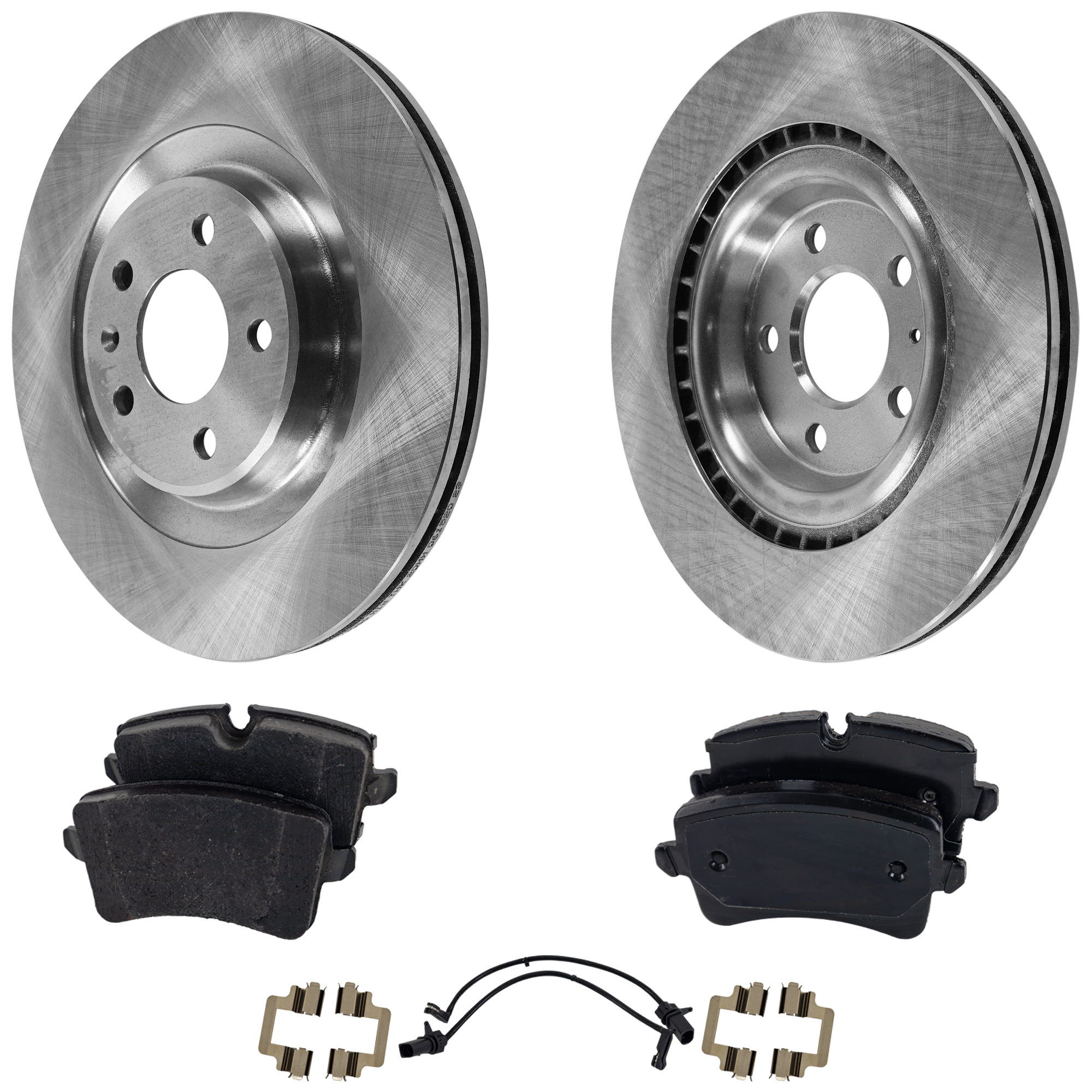 AM A6 QUATTRO A7 QUATTRO 12-18 MACAN 15-20 REAR BRAKE DISC AND PAD KIT 4 pc kit SKU KIT 080621-834 OEM 4H0615601H 4G0698451-4G0698451