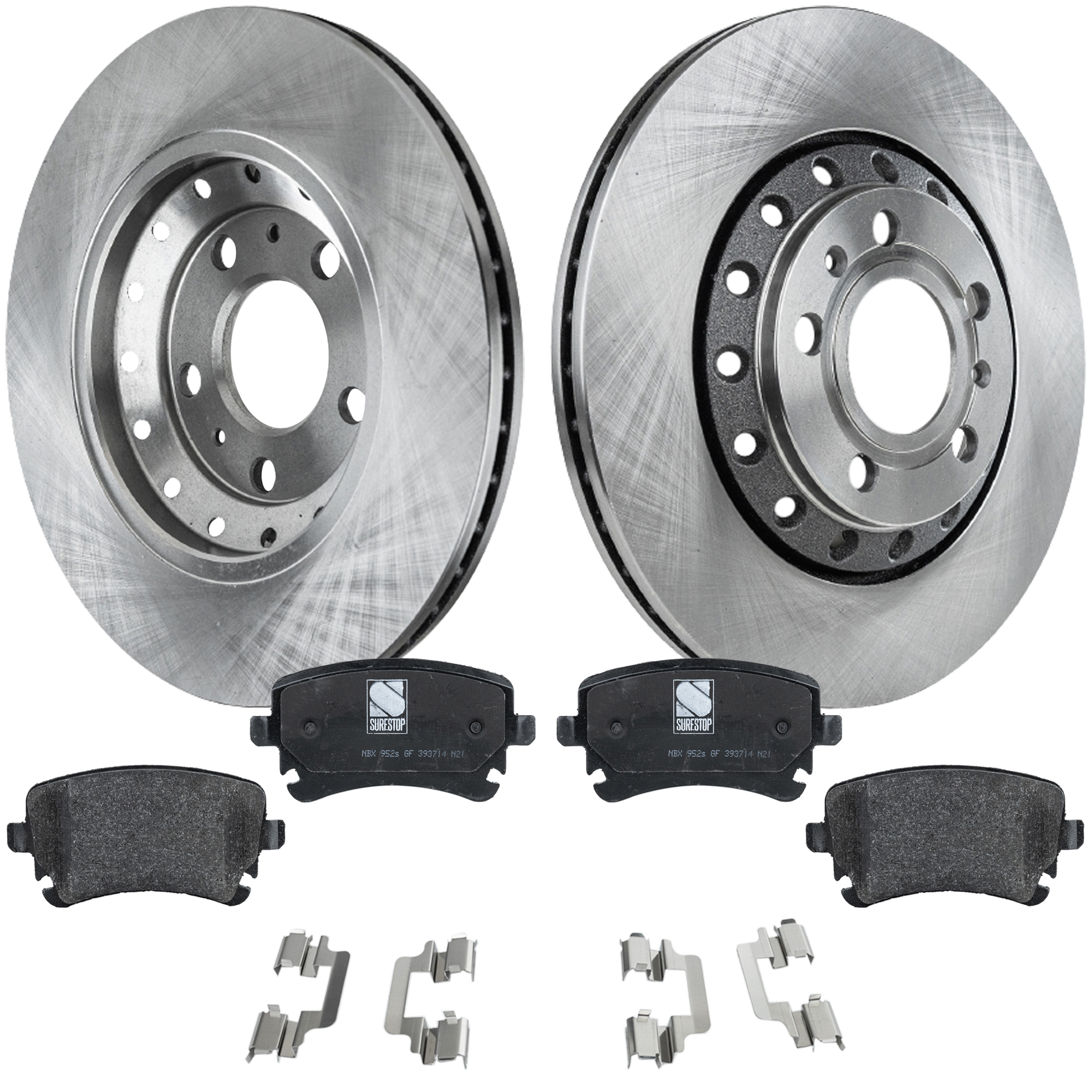 AM A8 QUATTRO 08-10 PHAETON 04-06 REAR BRAKE DISC AND PAD KIT 4 pc Kit SKU KIT 080621-838 OEM 4E0615601K 3D0698451A 4B369845