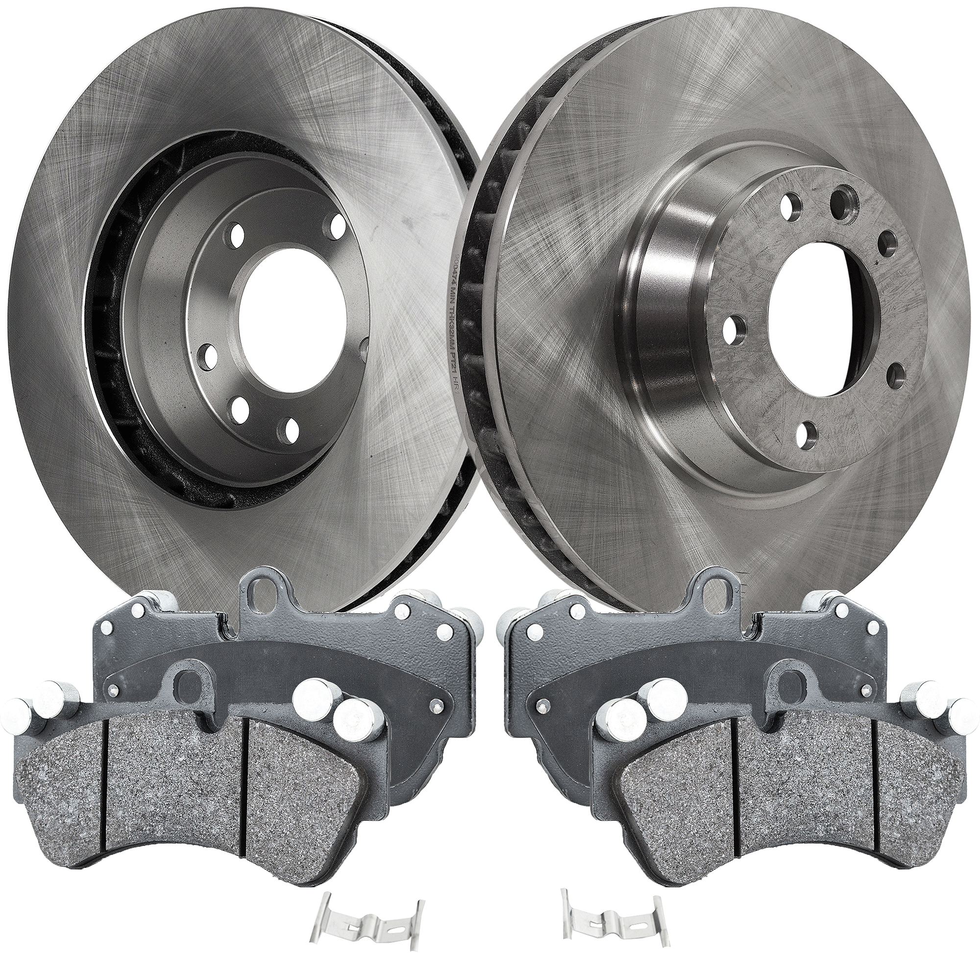 AM CAYENNE 03-10 TOUAREG 04-06 FRONT BRAKE DISC AND PAD KIT 4 pc kit SKU KIT 080621-915 OEM 7L6615302E 95535140250-7L86153