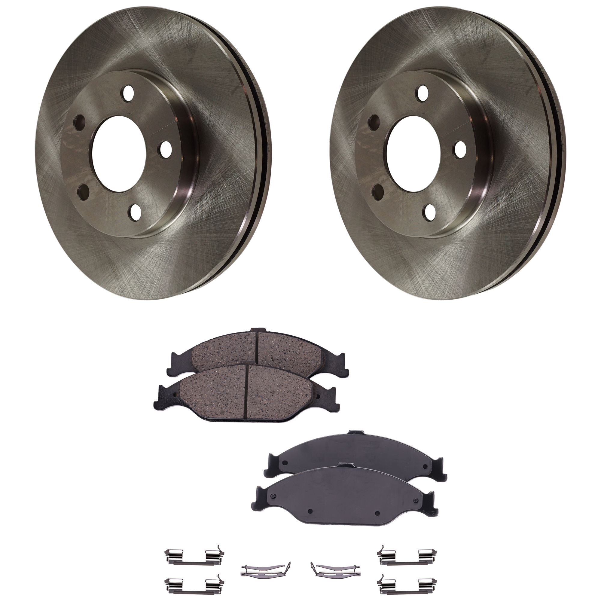 AM MUSTANG 99-04 FRONT BRAKE DISC AND PAD KIT 4 pc kit SKU KIT 080621-928 OEM F4ZZ1125A YR3Z1V125B XR3Z2001A