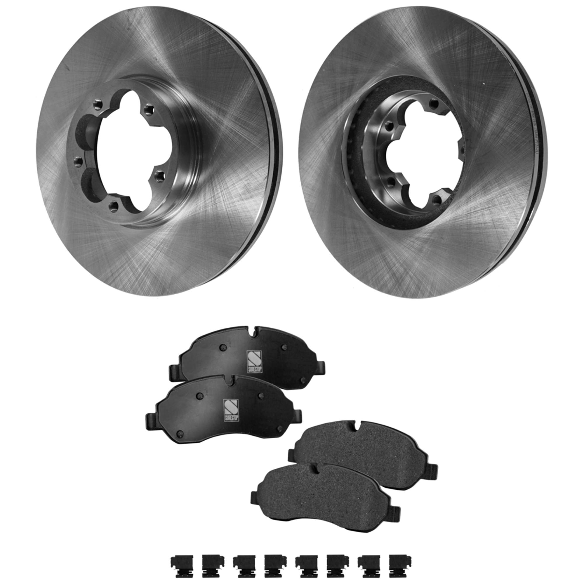 AM TRANSIT 350-21-21 TRANSIT 350 HD 21-23 FRONT BRAKE DISC AND PAD KIT 2 Wheel Set SKU KIT 080621-954 OEM CK4Z1125B CK4Z2001A CK4Z2001B