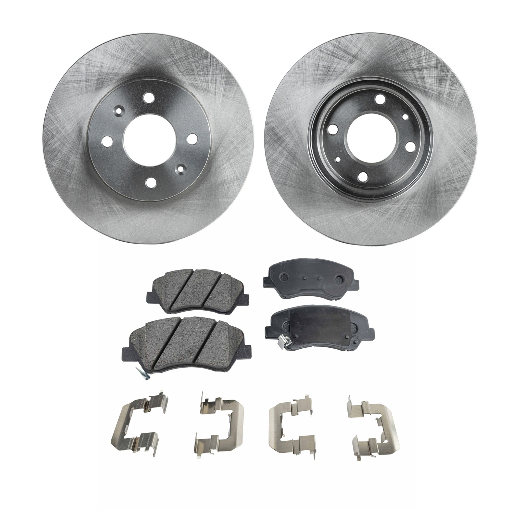 AM ACCENT RIO 12-17 FRONT BRAKE DISC AND PAD KIT 4 pc kit SKU KIT 080621-973 OEM 517121R000-581011RA00-581011RA