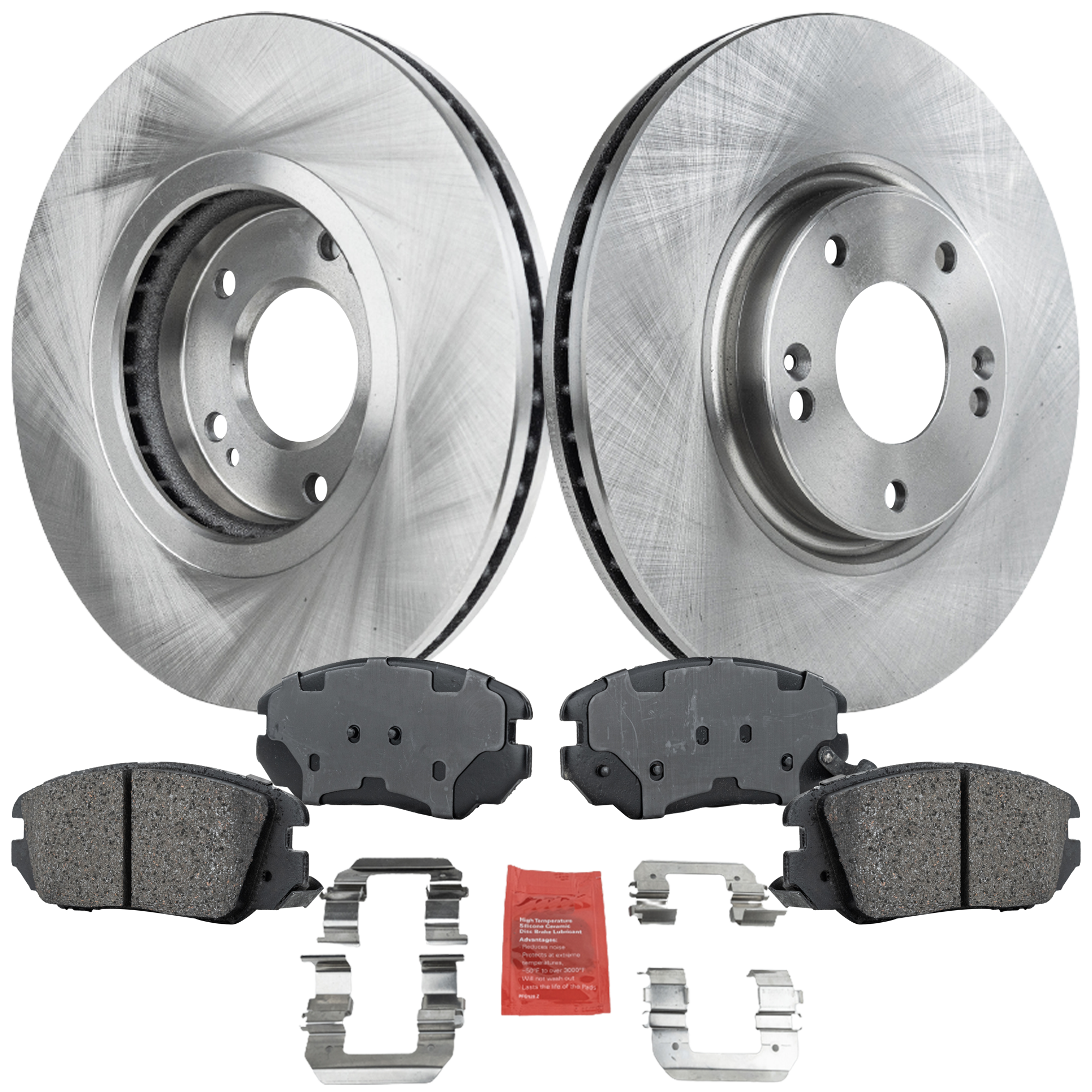 AM AMANTI 07-09 AZERA 06-11 FRONT BRAKE DISC AND PAD KIT 4 pc kit SKU KIT 080621-974 OEM 517123F100-581013FA01-581013KA