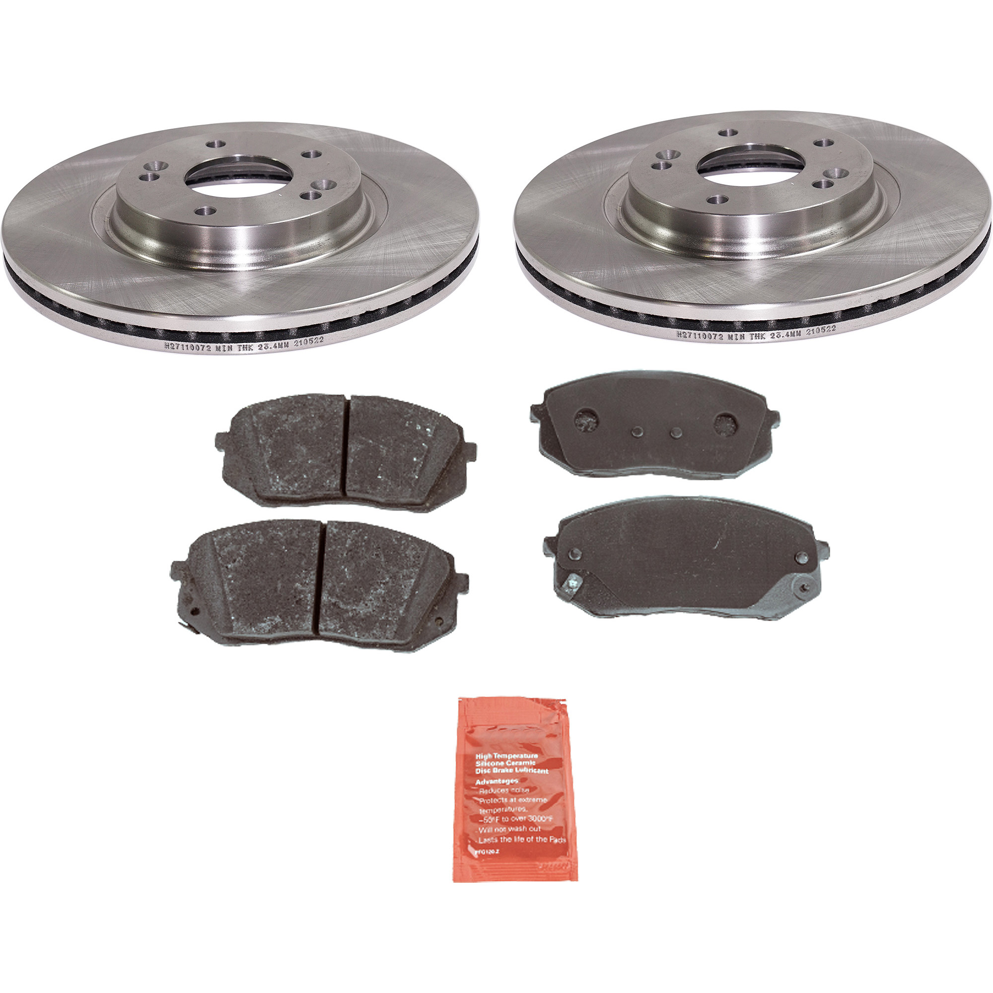 AM KONA 18-21 SONATA 16-19 FRONT BRAKE DISC AND PAD KIT 4 pc Kit SKU KIT 080621-979 OEM 51712C2000-58101B2A30-58101C2A