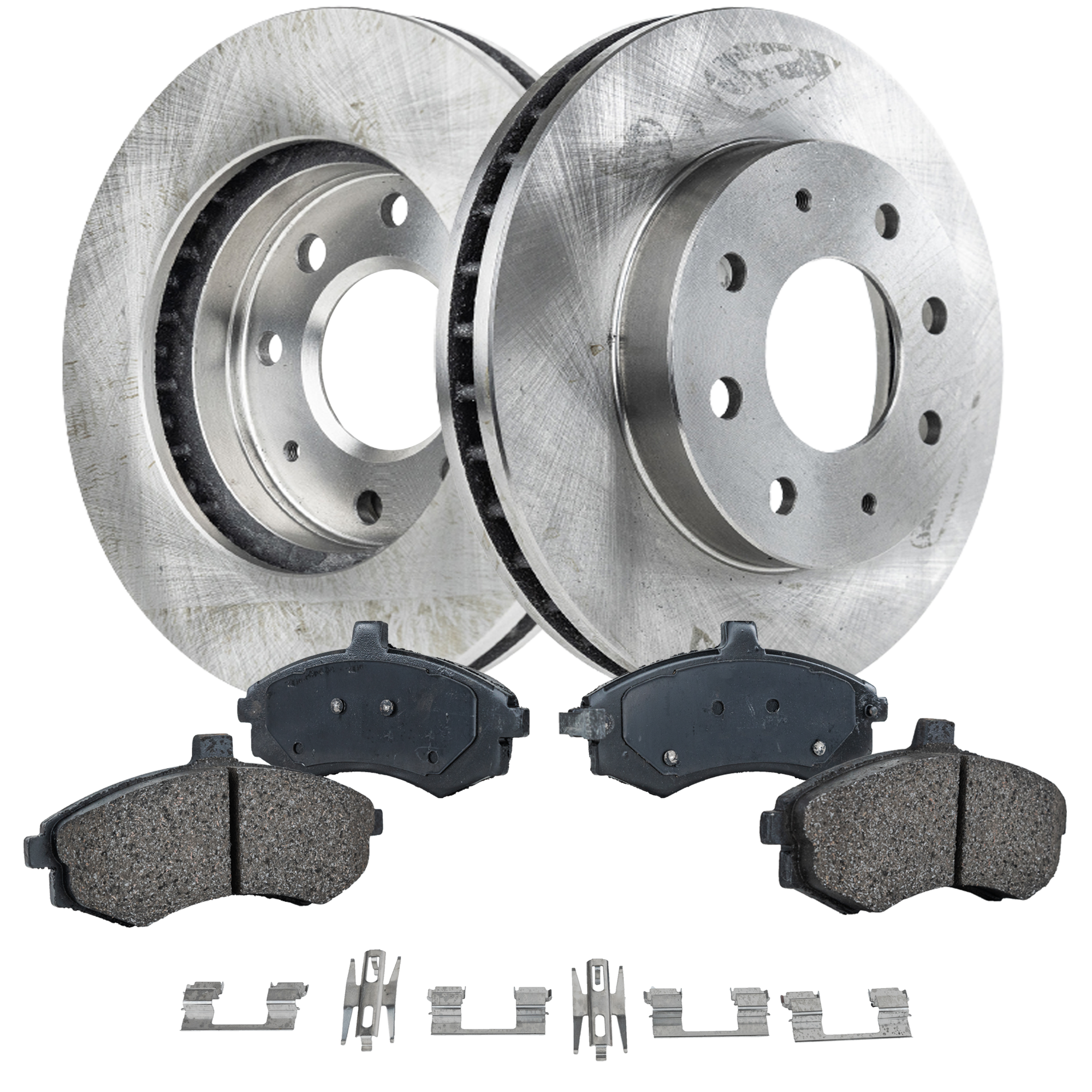 AM ELANTRA 02-06 FRONT BRAKE DISC AND PAD KIT 2 Wheel Set SKU KIT 080621-981 OEM MB668886 MB950569 MB950570-517