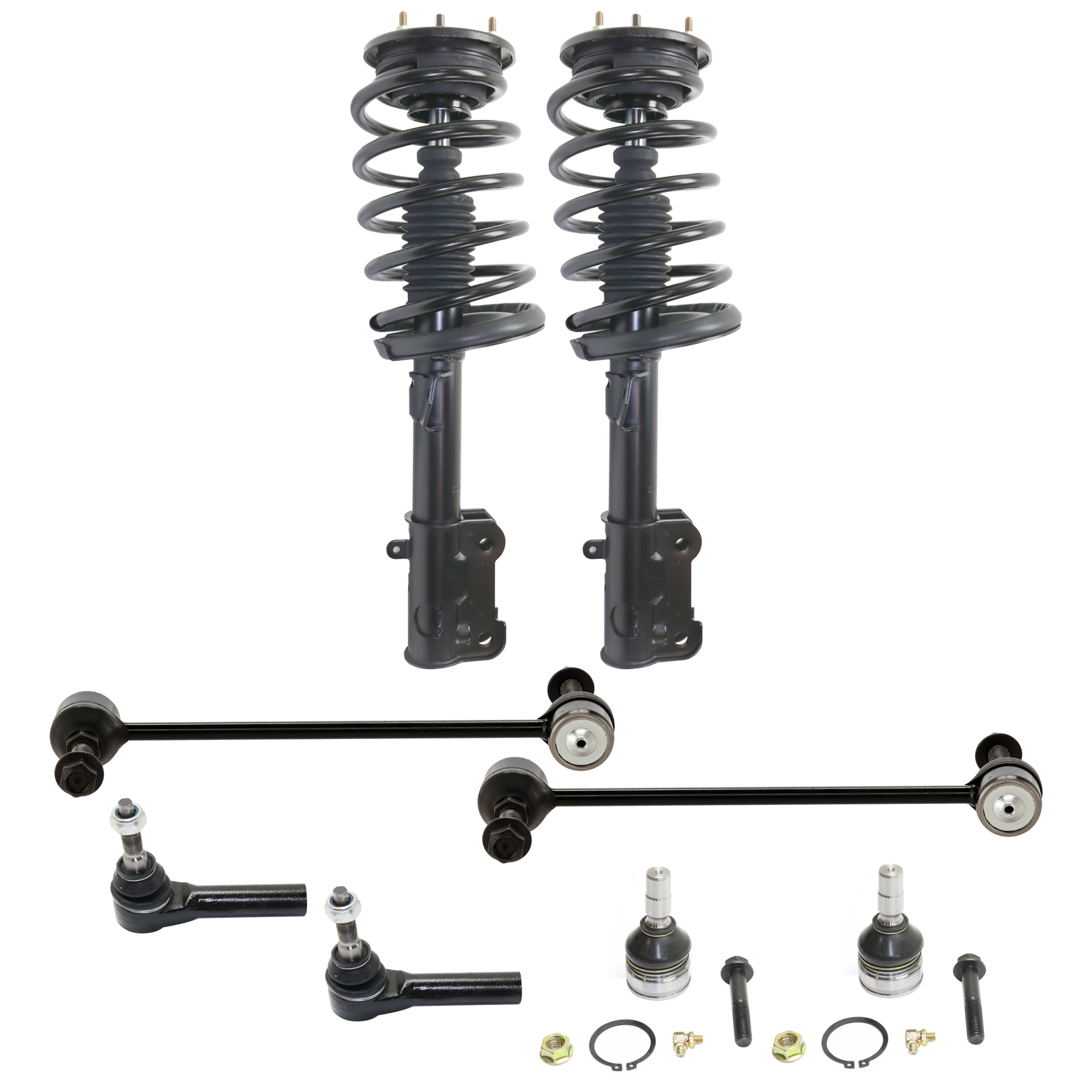AM MUSTANG 05-10 FRONT SUSPENSION KIT 8 pc Kit with Shock Absorber and Strut Assembly Sway Bar Link Ball Joint and Tie Rod End SKU KIT 080624-15 OEM 2601594-5051322-45D2322-46D