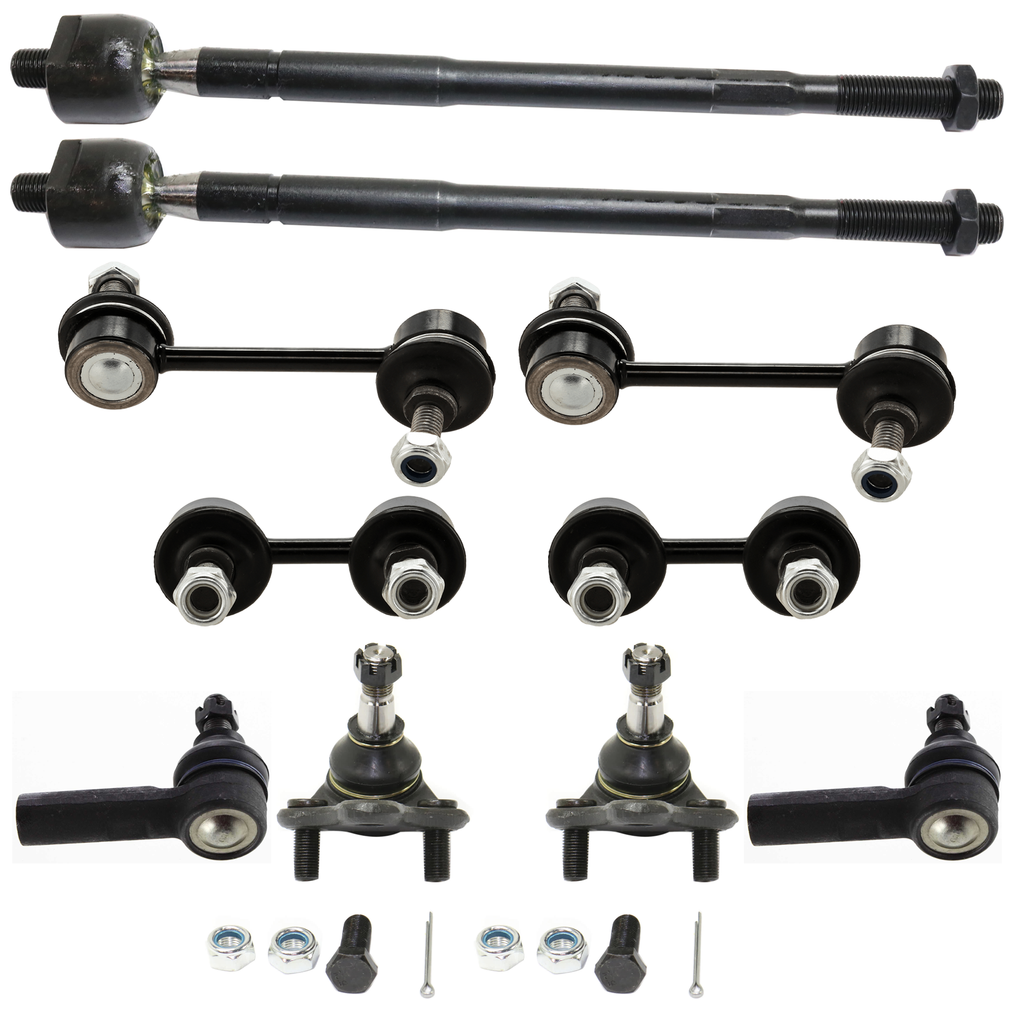 AM COROLLA 93-95 FRONT SUSPENSION KIT 10 pc Kit with Ball Joint Sway Bar Link and Tie Rod End SKU KIT 080624-18 OEM 256028-1014715-2601444-5051