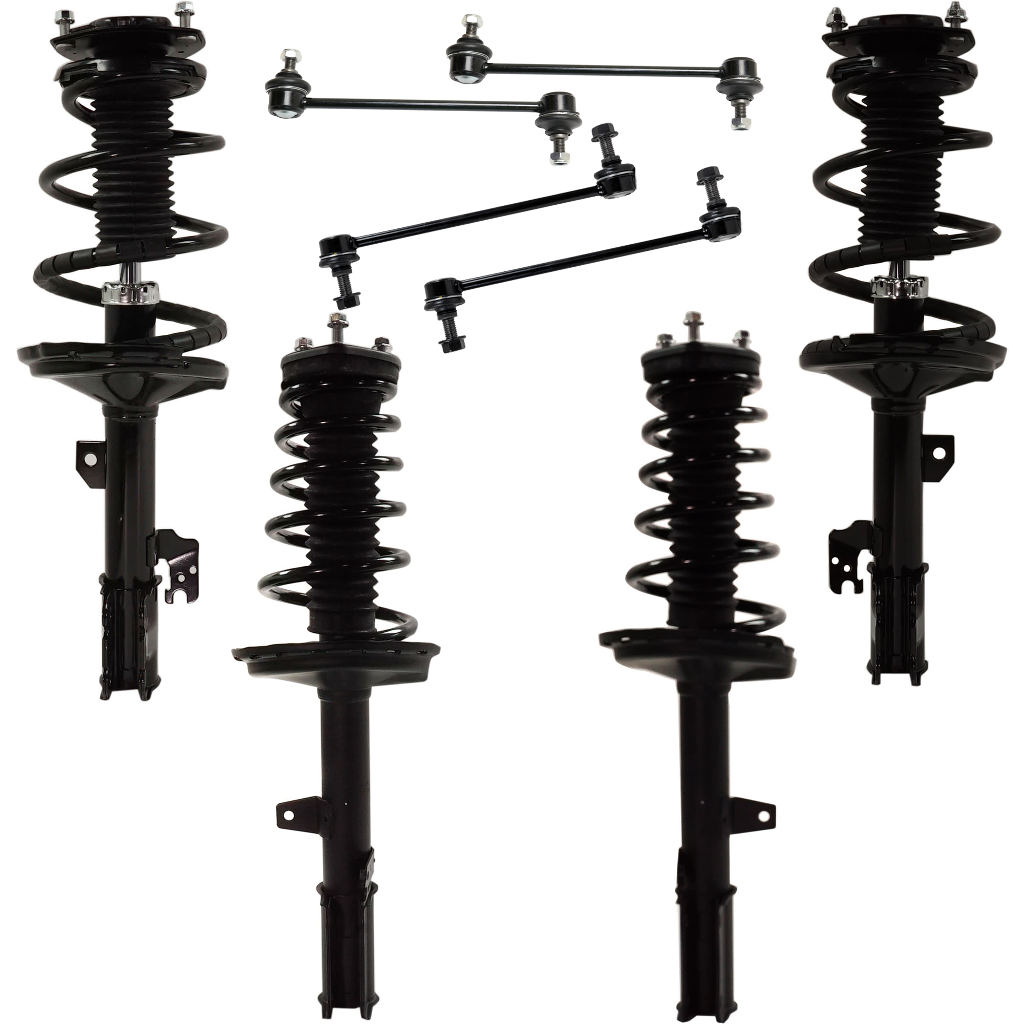 AM HIGHLANDER 04-07 FRONT AND REAR FULLY LOADED FULLY LOADED STRUT RH AND LH 8 pc kit Loaded Strut with Ball Joint FULLY LOADED STRUT Sway Bar Link and Tie Rod End SKU KIT 080624-25 OEM 172214-2331613L 92140295 LS