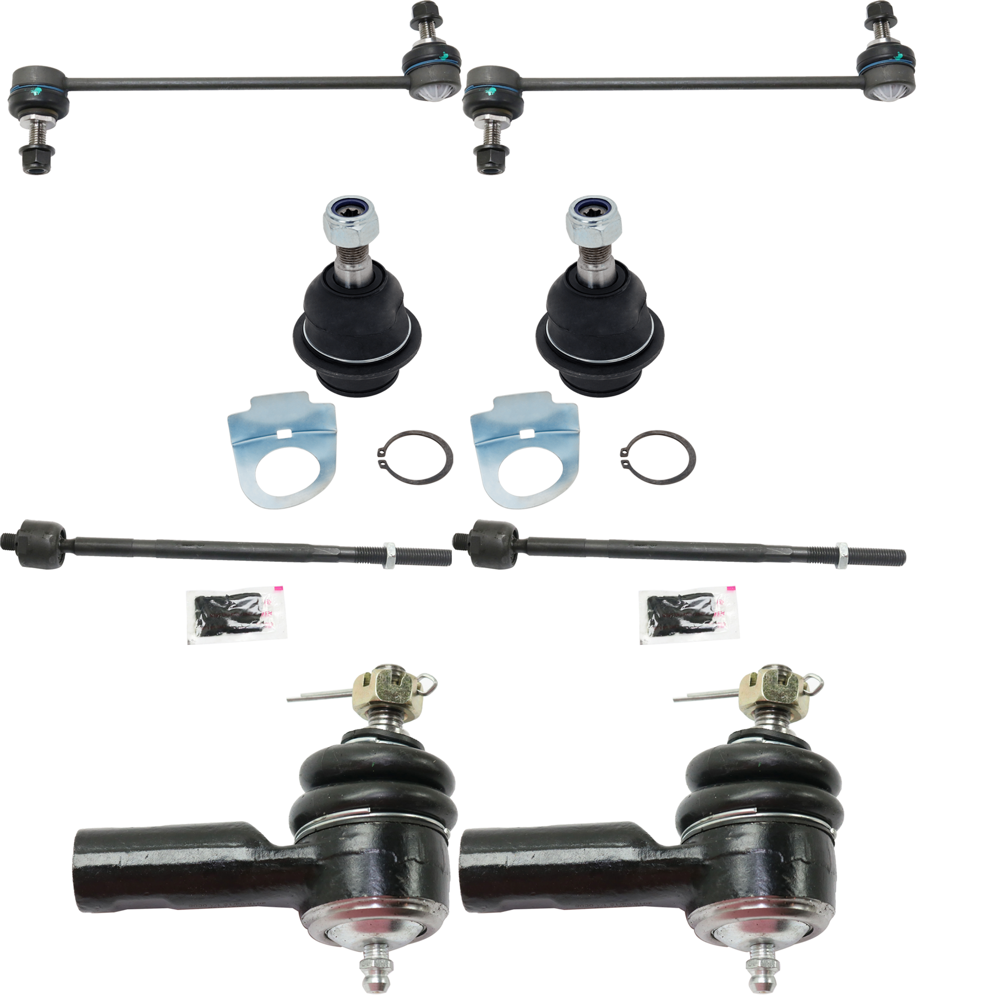 AM TRANSIT CONNECT 10-13 FRONT BALL JOINT RH AND LH 8 pc kit with Sway Bar Link and Tie Rod End SKU KIT 080724-05 OEM 2T1Z3468A 2T1Z5K484AA 45A2242