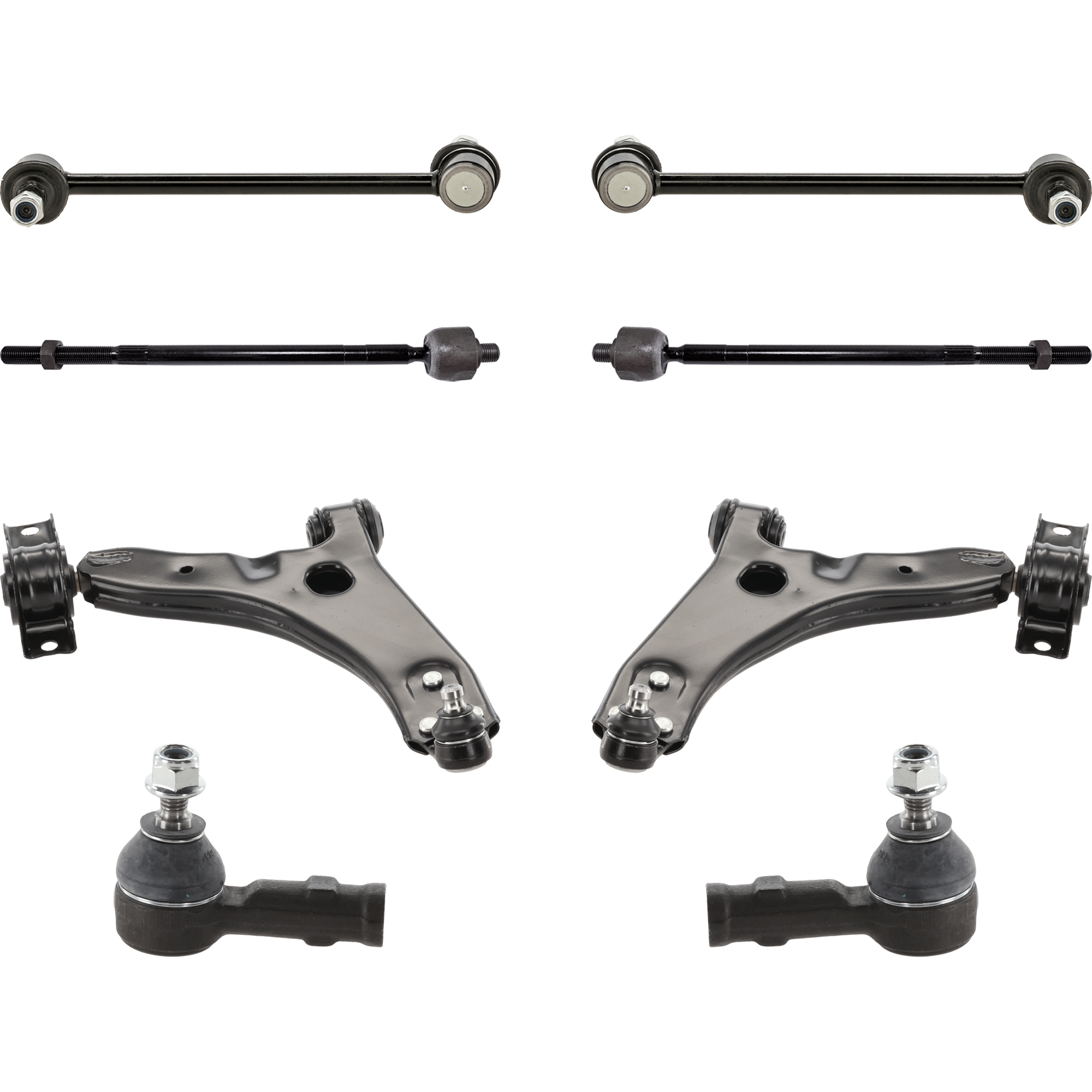 AM FOCUS 06-07 FRONT SUSPENSION KIT 8 pc Kit with Control Arm Tie Rod End and Sway Bar Link SKU KIT 080724-13 OEM 6S4Z3079AA 7S4Z3079A 8S4Z3079A