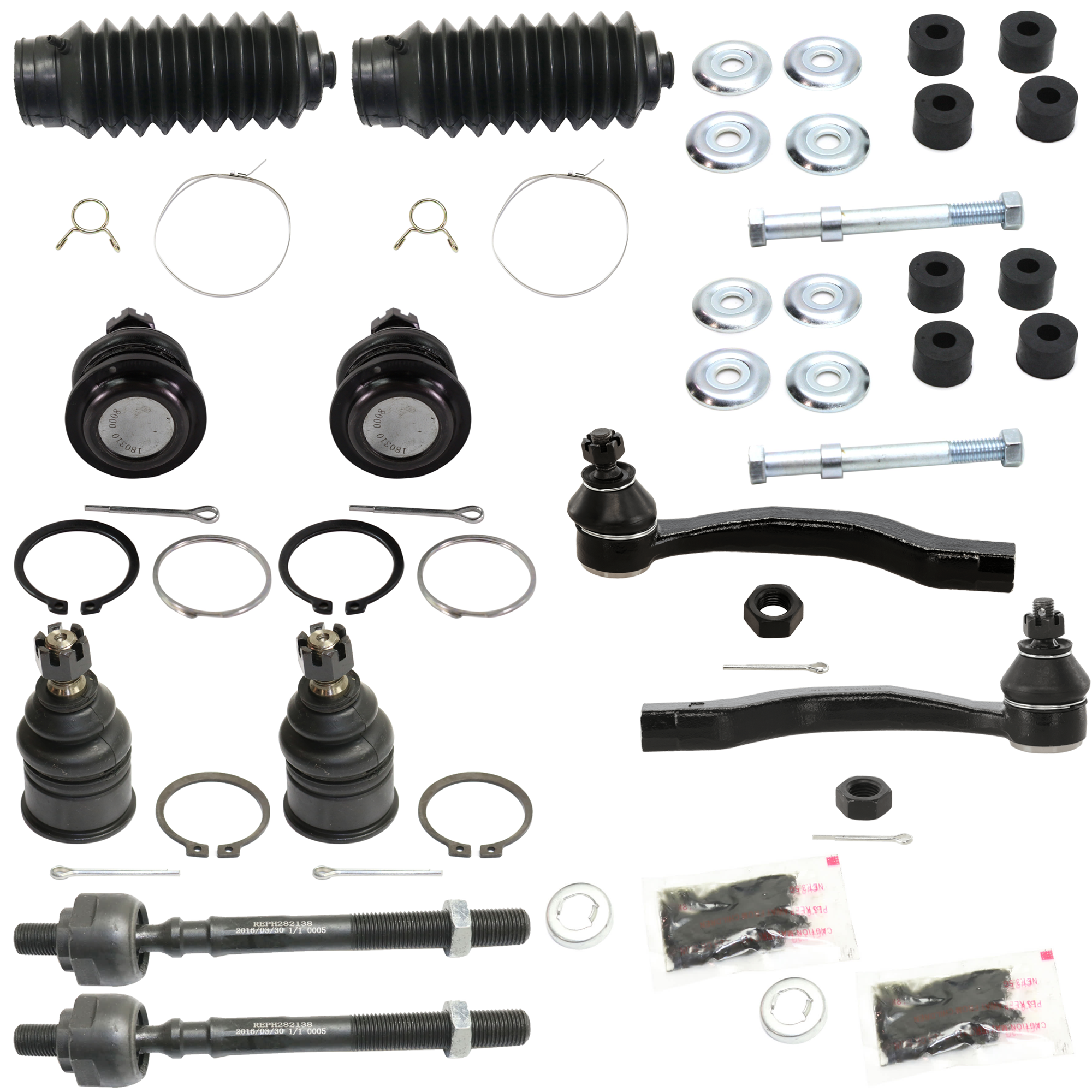AM CIVIC 96-00 SUSPENSION KIT RH AND LH 12 pc Kit with Steering Rack Boot Tie Rod End Ball Joint and Sway Bar Link SKU KIT 080724-25 OEM 5001101-45D0101 B90469 FA2155