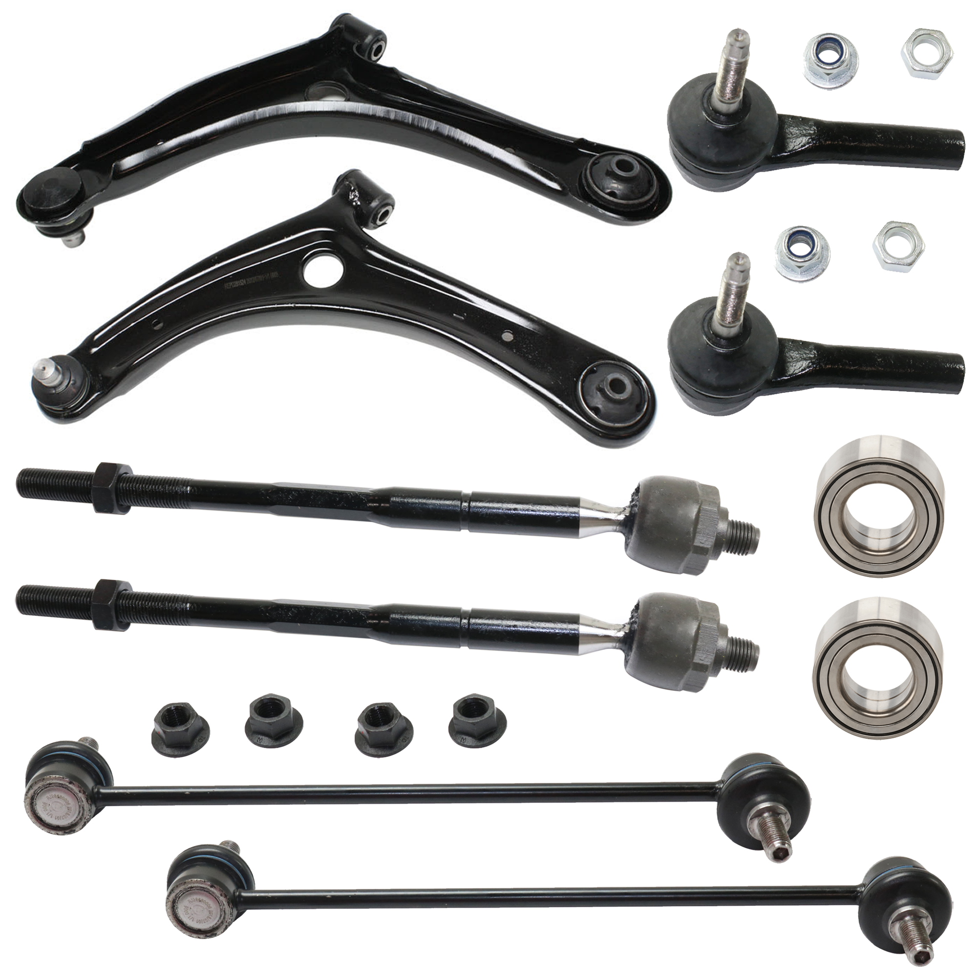 AM COMPASS PATRIOT 07-17 FRONT SUSPENSION KIT 10 pc Kit with Control Arm Wheel Bearing Tie Rod End and Sway Bar Link SKU KIT 080724-56 Partslink CH4511100 CH4510100 OEM 5105040AI 5105041AI 5174185AC
