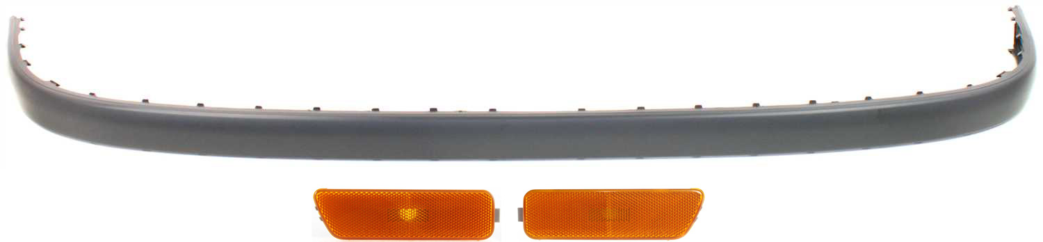 AM JETTA 99-05 FRONT BUMPER MOLDING RH AND LH 3 pc kit Primed with Side Markers SKU KIT 080817-104 Partslink VW1044104 VW2550104 VW2551104 OEM 1J5807719FGRU 1JM945071-1JM945