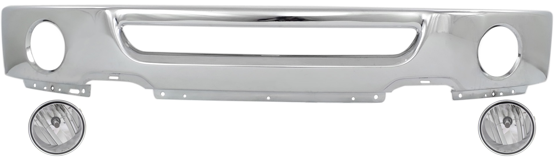 AM F 150-06-08 FRONT FRONT BUMPER Chrome 3 pc kit with Bumper and Fog Lights From 8-9-05 SKU KIT 080817-116 Partslink FO1002399 FO2592220 FO2593220 OEM 6L3Z17757BA AL3Z15201A PFM AL3