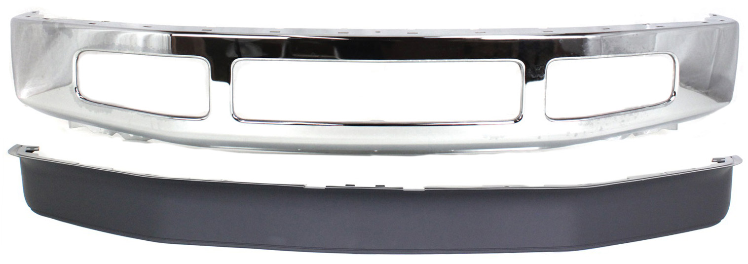 AM F 250 F 350 SUPER DUTY 08-10 FRONT BUMPER Chrome 2 pc Kit with Valance SKU KIT 080817-128 Partslink FO1002406 FO1093116 OEM 8C3Z17757B 8C3Z17626B