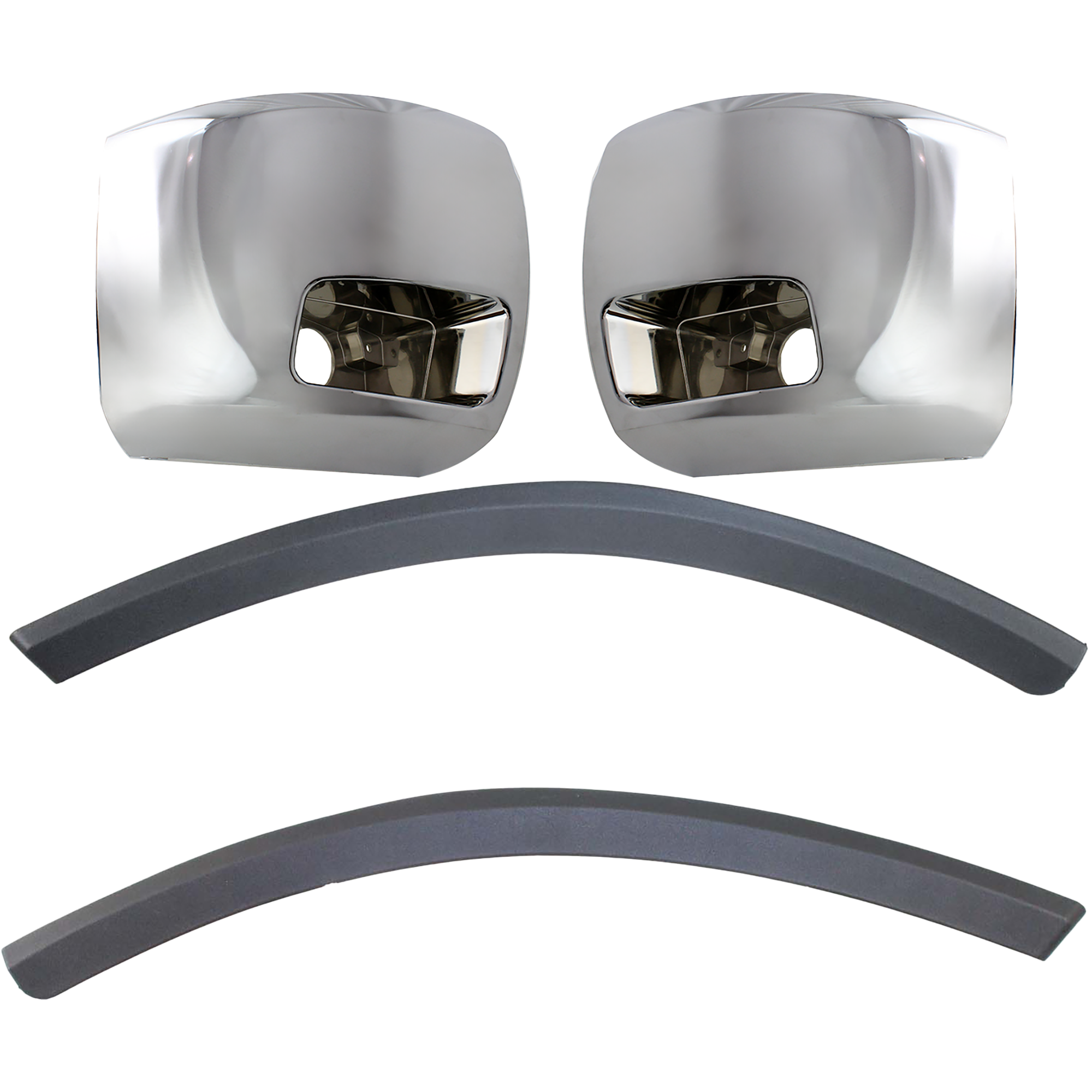 AM SILVERADO 2500 HD 3500 HD 07-10 FRONT BUMPER END RH AND LH Chrome 4 pc Kit with Bumper Trims SKU KIT 080817-137 Partslink GM1016108 GM1017108 GM1088173 GM1089173 OEM 15839251-15839252-25782944-257