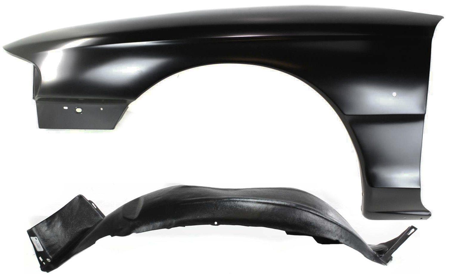 AM MUSTANG 94-98 FRONT FENDER LH 2 pc Kit Primed with Fender Liner SKU KIT 080817-155 Partslink FO1240168 FO1250110 OEM F6ZZ16006AA F4ZZ16103B
