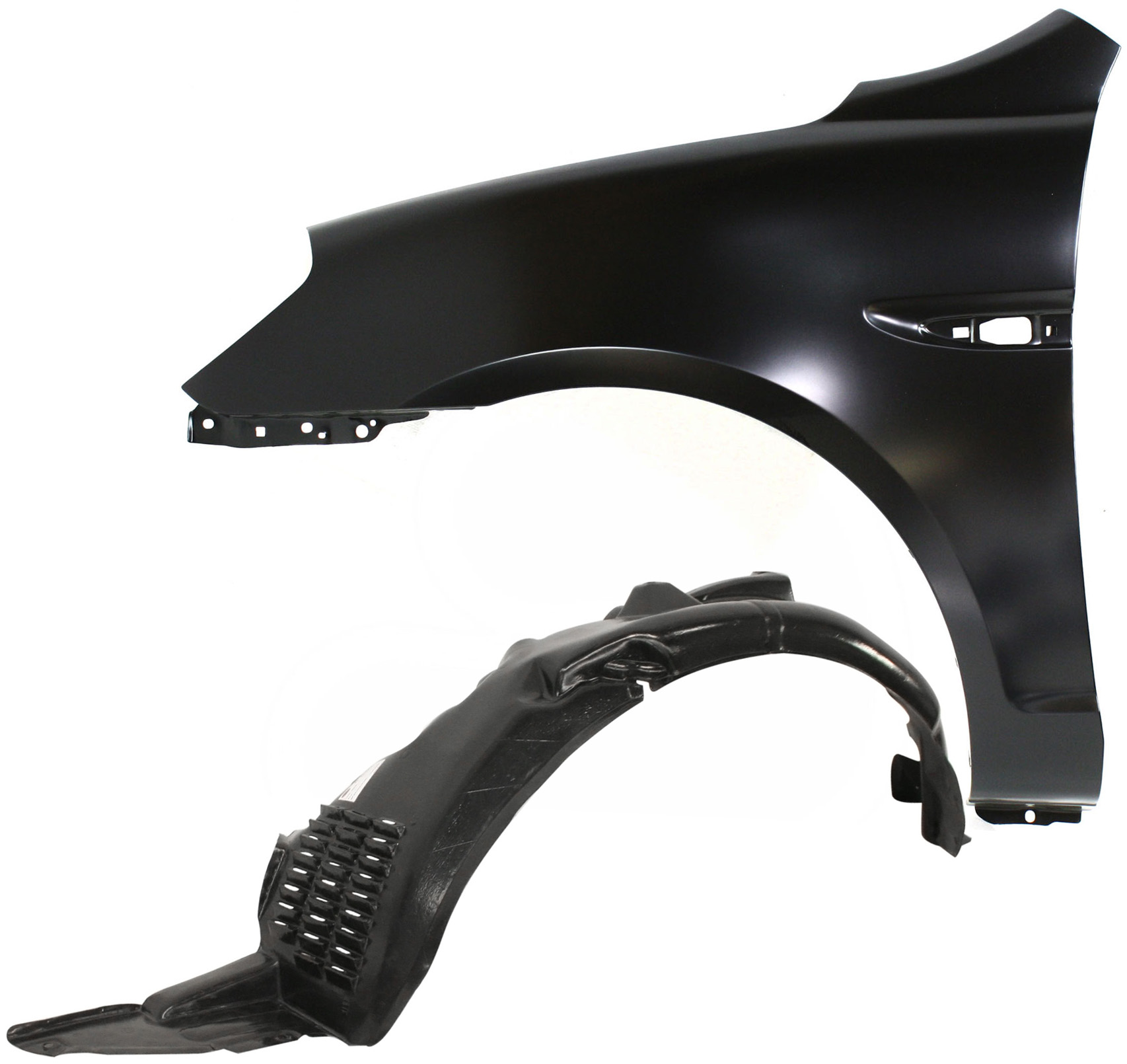 AM ACCENT 06-11 FRONT FENDER LH 2 pc Kit Primed with Fender Liner Hatchback Sedan SKU KIT 080817-179 Partslink HY1240137 HY1250113 OEM 663111E300-868111E000
