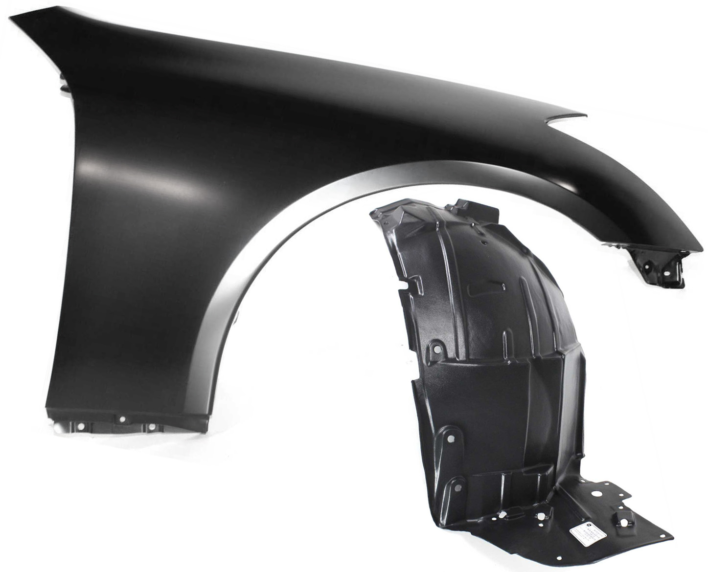 AM G35-03-07 FRONT FENDER RH Primed 2 pc Kit with Fender Liner SKU KIT 080817-184 Partslink IN1241108 IN1251106 OEM 63100AM830-63844AM800