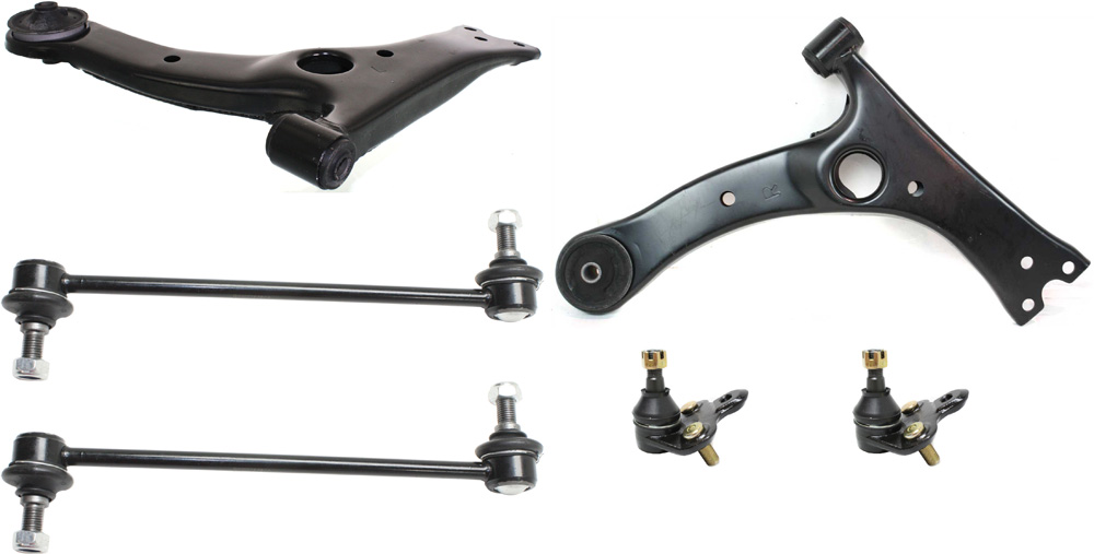 AM COROLLA 03-08 FRONT CONTROL ARM KIT RH AND LH Lower w ball joint s 6 pc Kit with Ball Joint and Sway Bar Link SKU KIT 080818-05 OEM 104289-1014808-1015320-1015