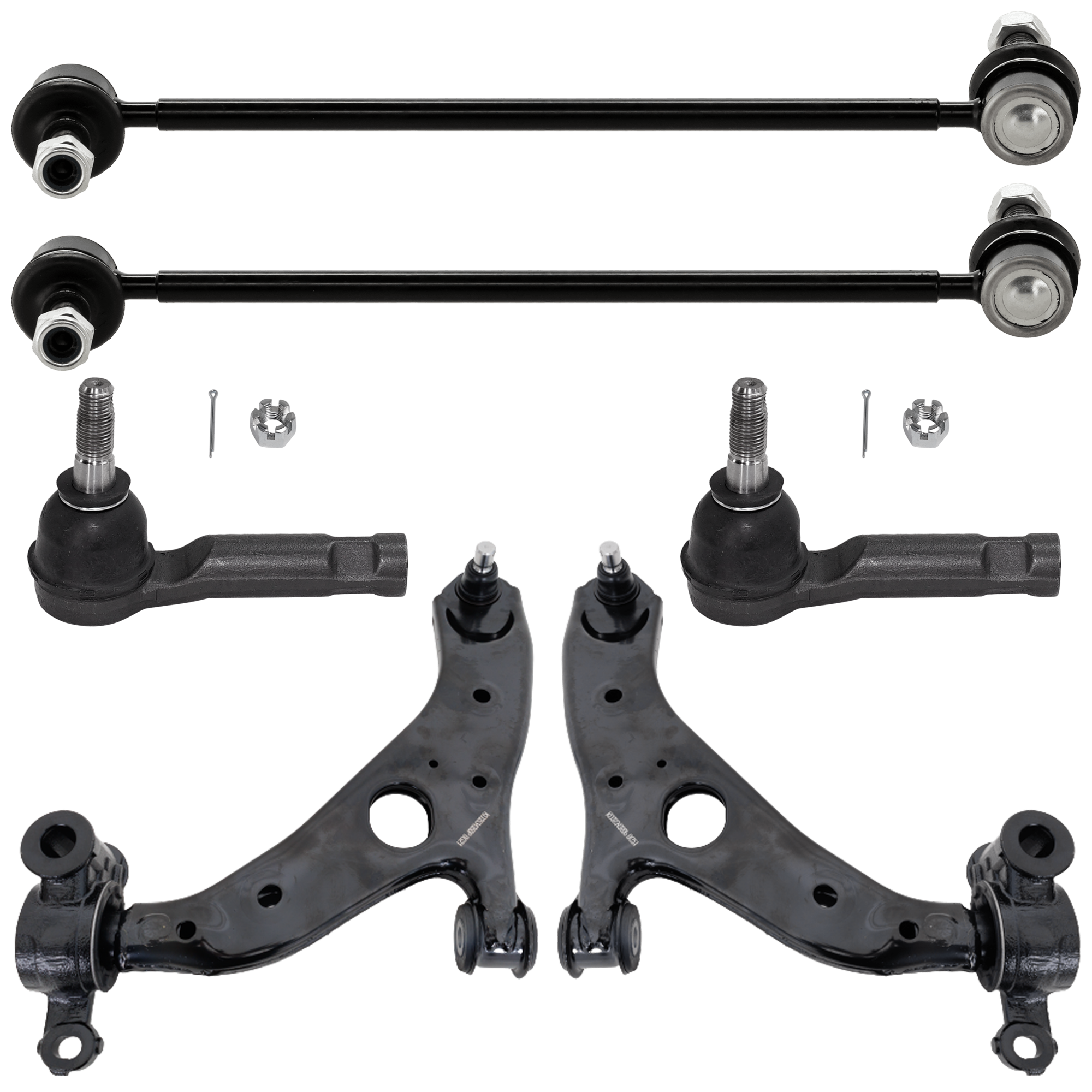 AM CX 5-13-16 FRONT SUSPENSION KIT 6 pc Kit with Control Arm Sway Bar Link and Tie Rod End SKU KIT 080824-09 OEM KD3534350P KD3534300P 1015090