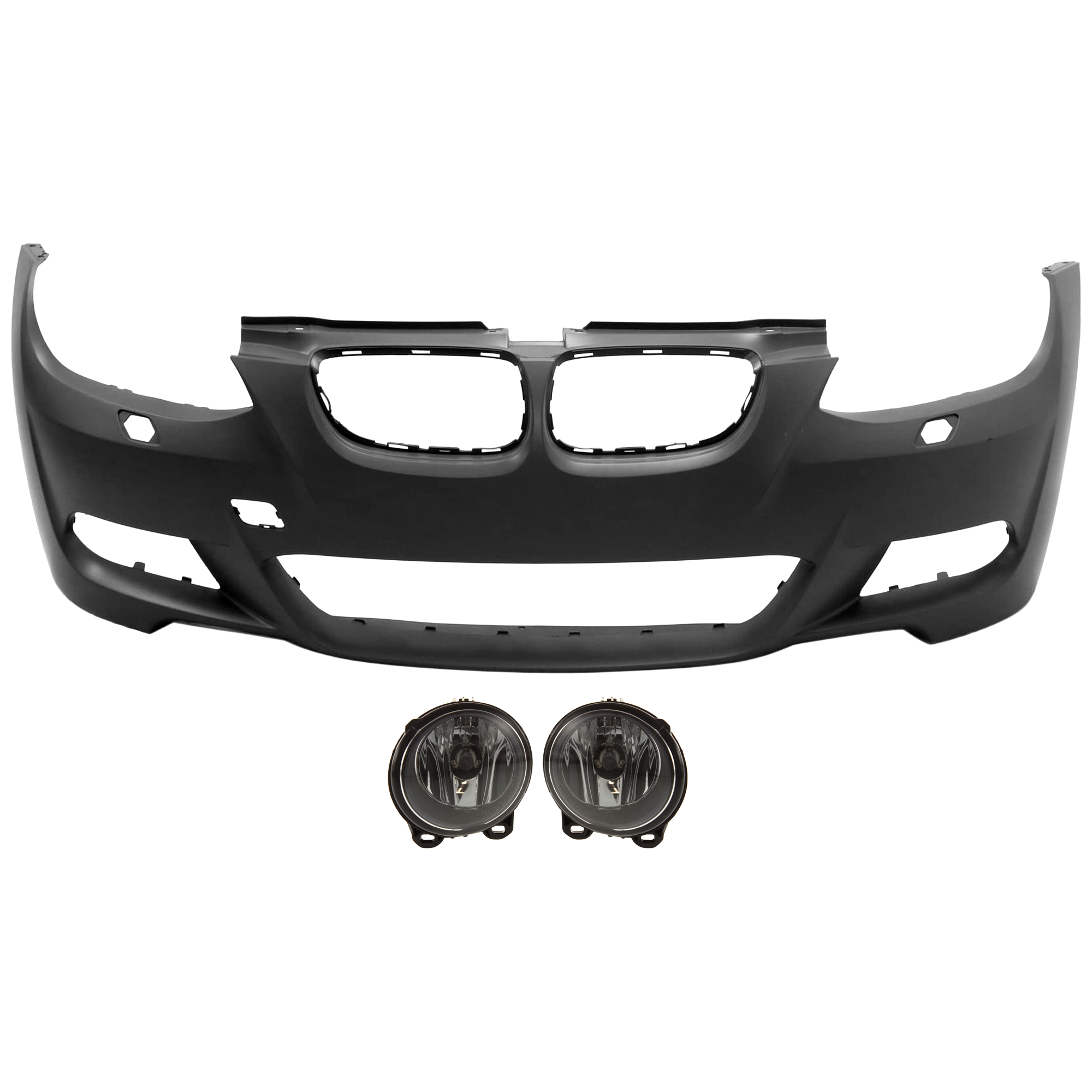 AM 3 SERIES 09-10 FRONT BUMPER COVER 3 pc Kit Primed 3.0L Eng w M Pkg w o PDC Sensor Holes Convertible Coupe SKU KIT 080826 RR39 Partslink BM1000251 BM2593130 BM2592130 OEM 51118044661-63177839866-631778