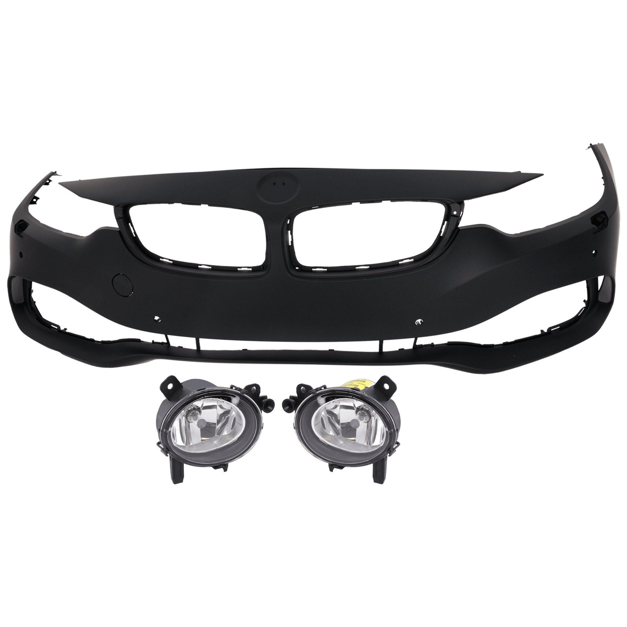 AM 4 SERIES 14-16 FRONT BUMPER COVER 3 pc Kit Primed w o M Sport Pkg Convertible Coupe w HLW PDC Sensor IPAS and Cam Holes CAPA SKU KIT 080826 RR48 Partslink BM1000386C BM1000478C BM2593142C BM2592142C OEM 51117363281-63177248912-631772