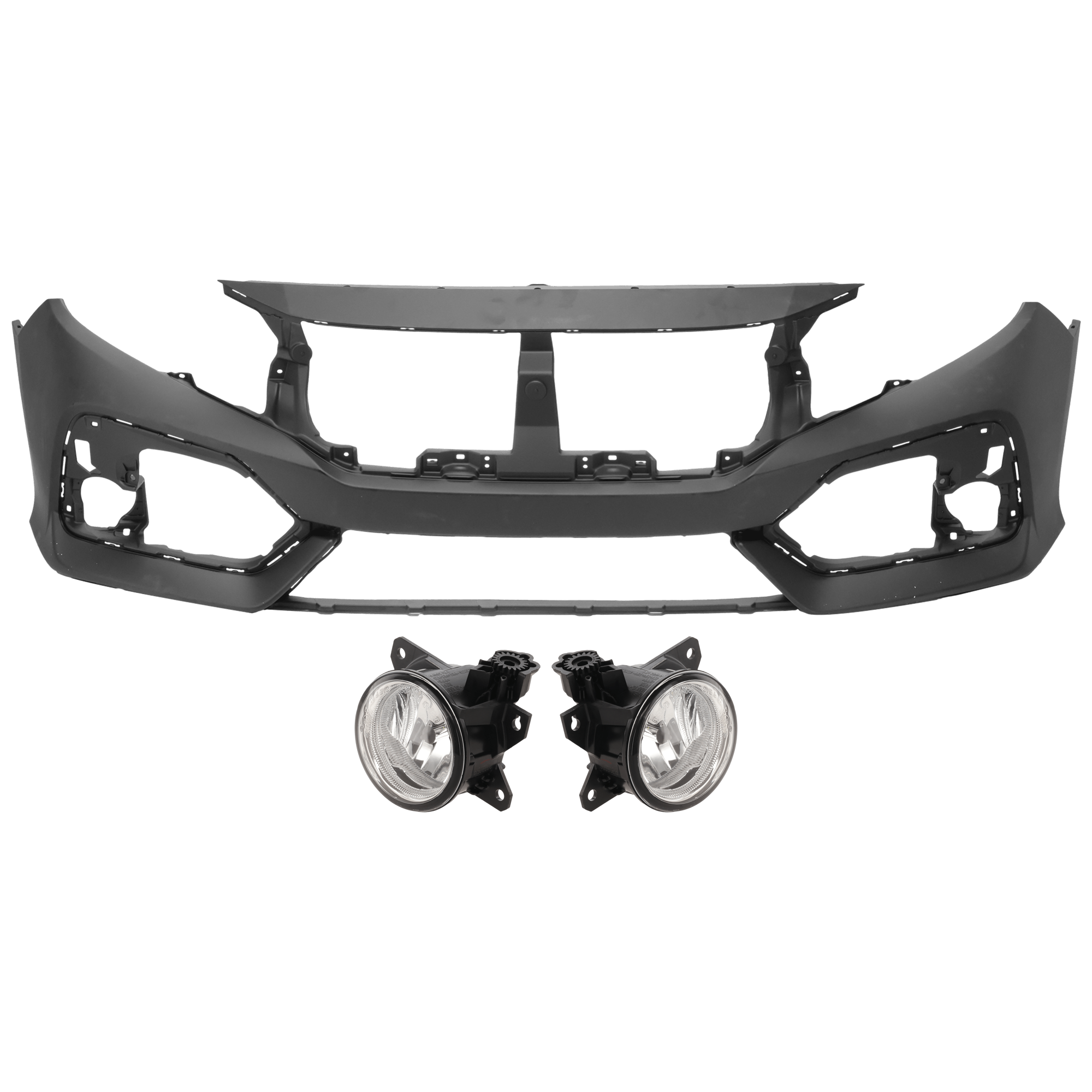 AM CIVIC 17-19 FRONT BUMPER COVER 3 pc Kit Primed Exc. Type R Model Hatchback SKU KIT 080826 RR61 Partslink HO1000307 HO2593143 HO2592143 OEM 04711TGGA00ZZ 33900T5RA01-3390