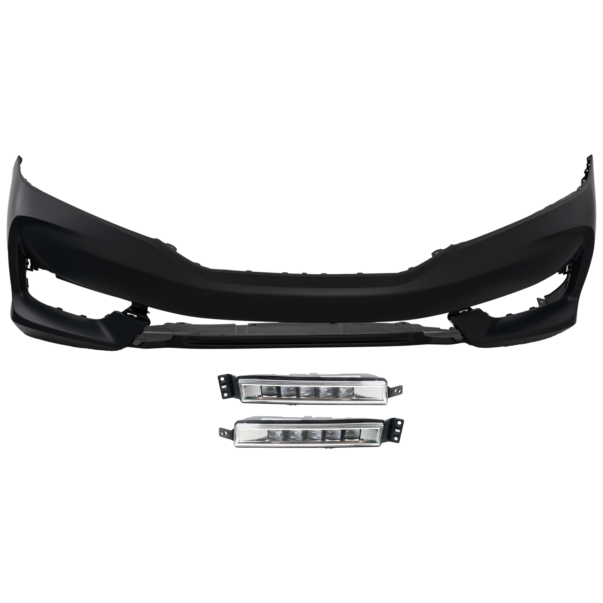 AM ACCORD 16-17 FRONT BUMPER COVER 3 pc Kit Primed Coupe w o Parking Aid Sensor Holes CAPA SKU KIT 080826 RR67 Partslink HO1000304C HO2593142C HO2592142C OEM 71101T3LA50ZZ 33900T2AA21-3395