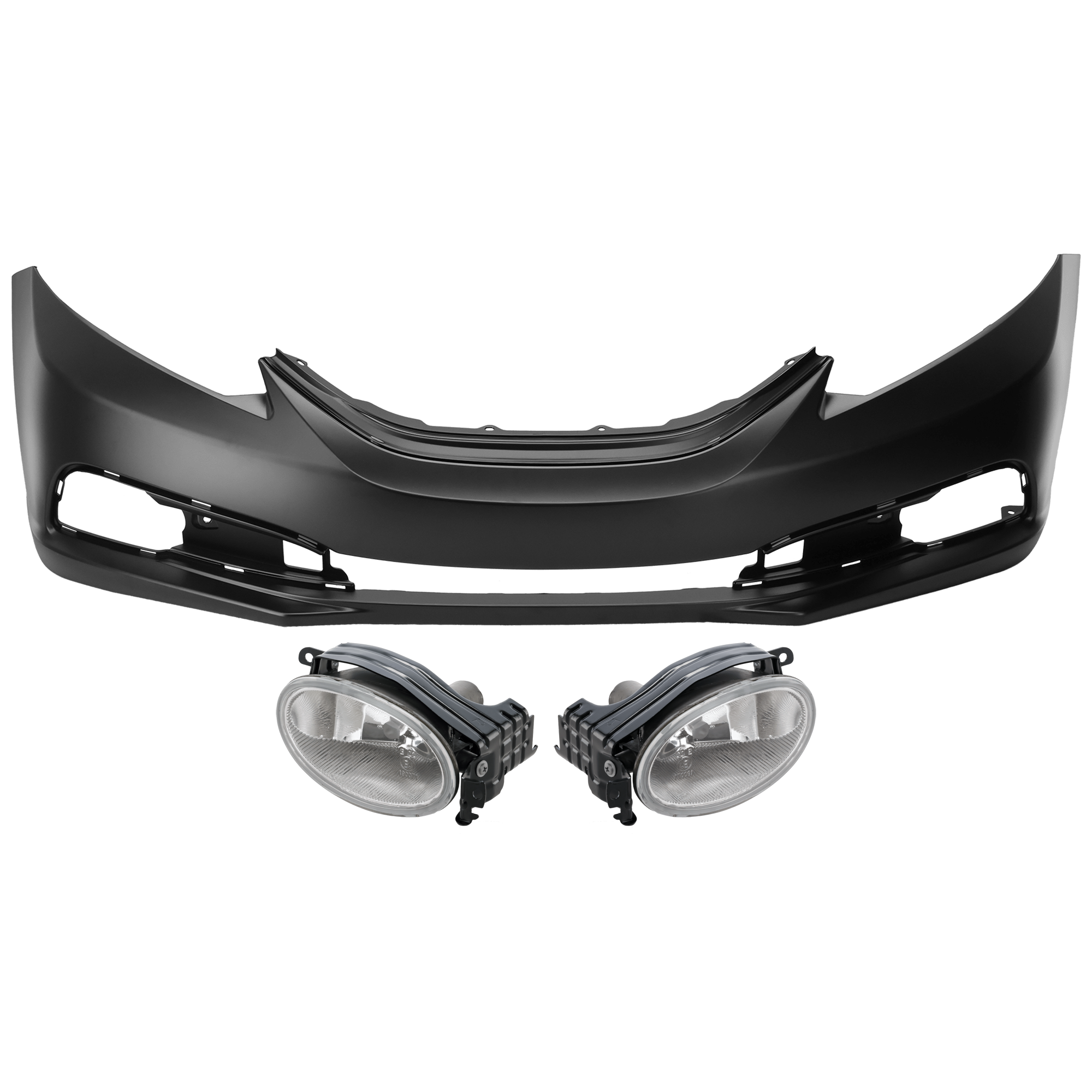 AM CIVIC 13-15 FRONT BUMPER COVER 3 pc Kit Primed Sedan CAPA SKU KIT 080826 RR92 Partslink HO1000290C HO2593135C HO2592135C OEM 04711TR3A50ZZ 33901TR0A51-3395