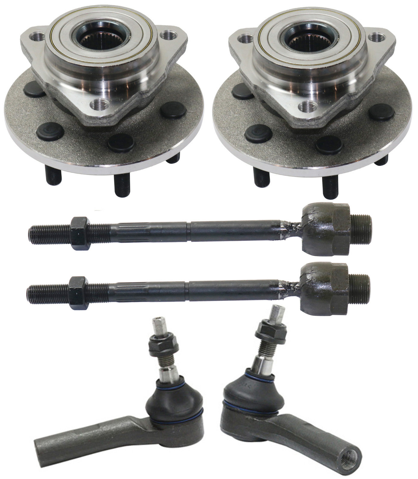 AM DAKOTA 00-04 DURANGO 00-03 FRONT HUB ASSEMBLY RH AND LH 6 pc Kit Four Wheel Drive with Tie Rod Ends SKU KIT 080917-04 OEM 52069361AC 52106545AA 52106544