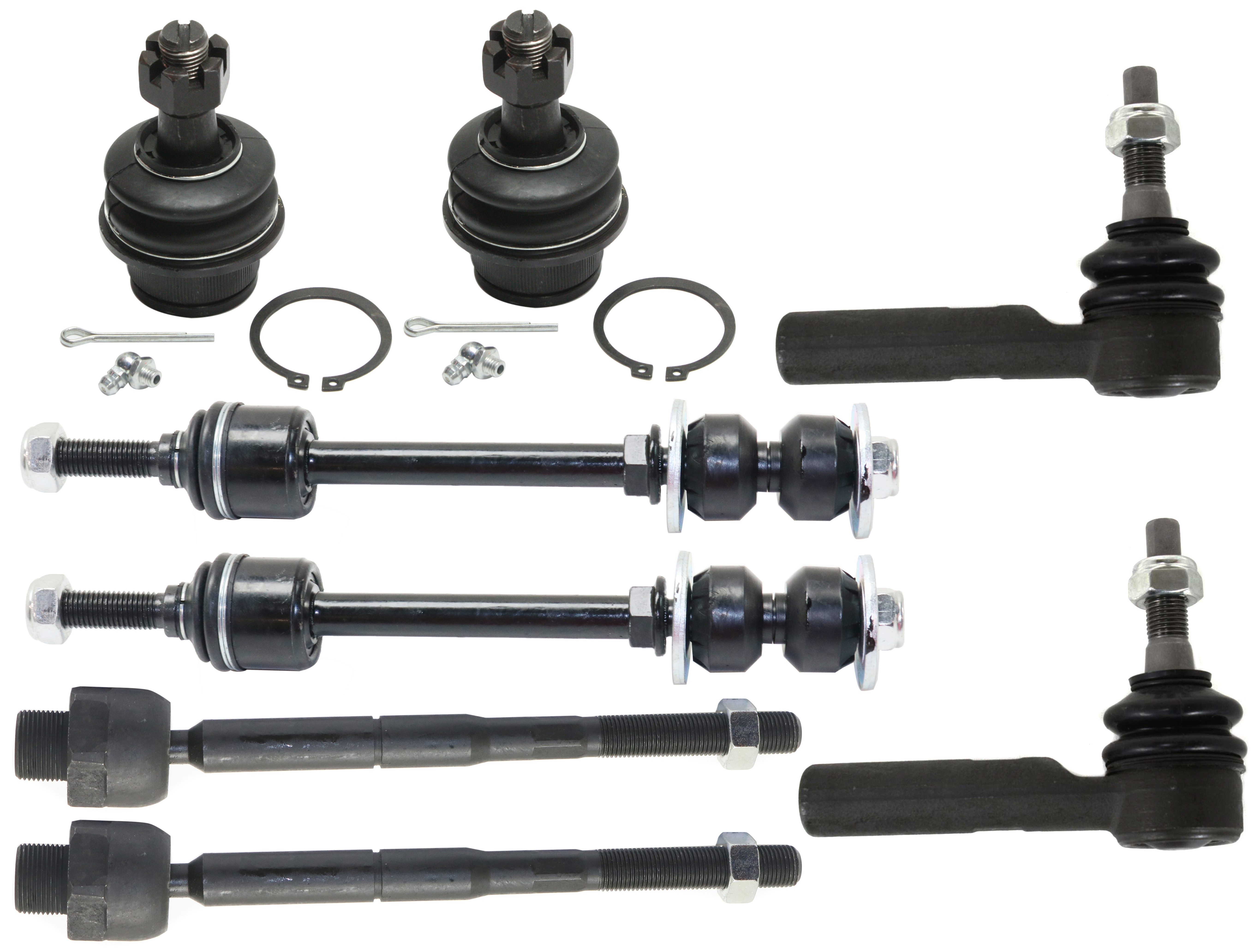 AM DAKOTA 05-10 DAKOTA 11-11 FRONT SUSPENSION KIT RH AND LH 8 pc kit with Ball Joints Sway Bar Links and Tie Rod Ends SKU KIT 080917-16 OEM 2601668-5051375-10480605-45