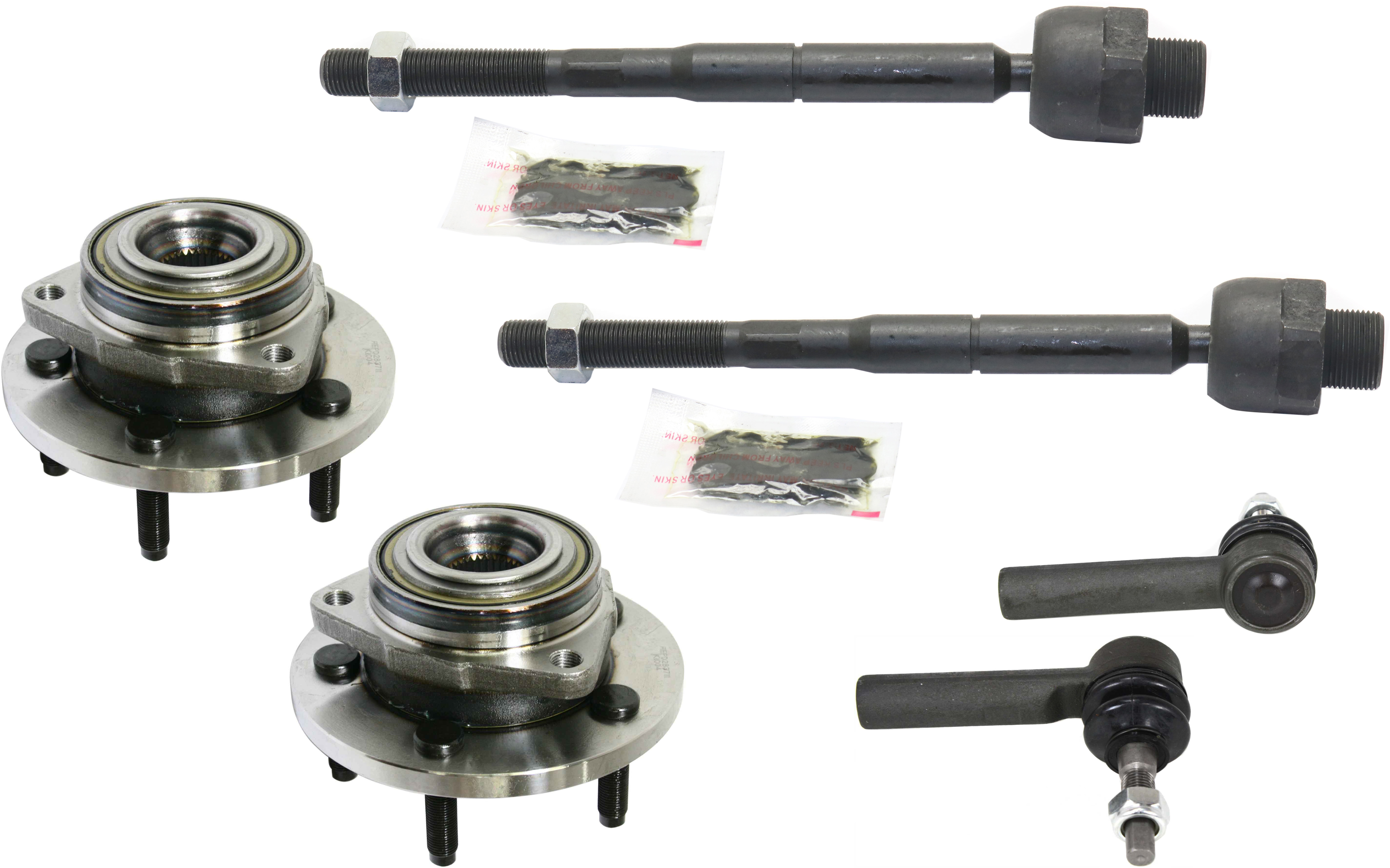 AM DAKOTA 05-10 DAKOTA 11-11 RAIDER 06-09 FRONT HUB ASSEMBLY RH AND LH 6 pc Kit with Tie Rod Ends SKU KIT 080917-37 OEM 52104698AC 1016754-2693215-401