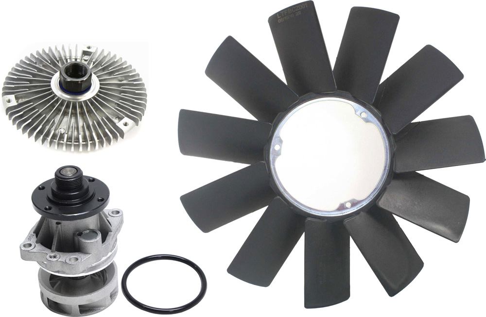 AM 3 SERIES 92-06-5 SERIES 91-03 COOLING SYSTEM SERVICE KIT 3 pc Kit with Fan Blade Fan Clutch and Water Pump SKU KIT 080917-57 Partslink BM3112100 OEM 11521712058-11527505302-1882-1