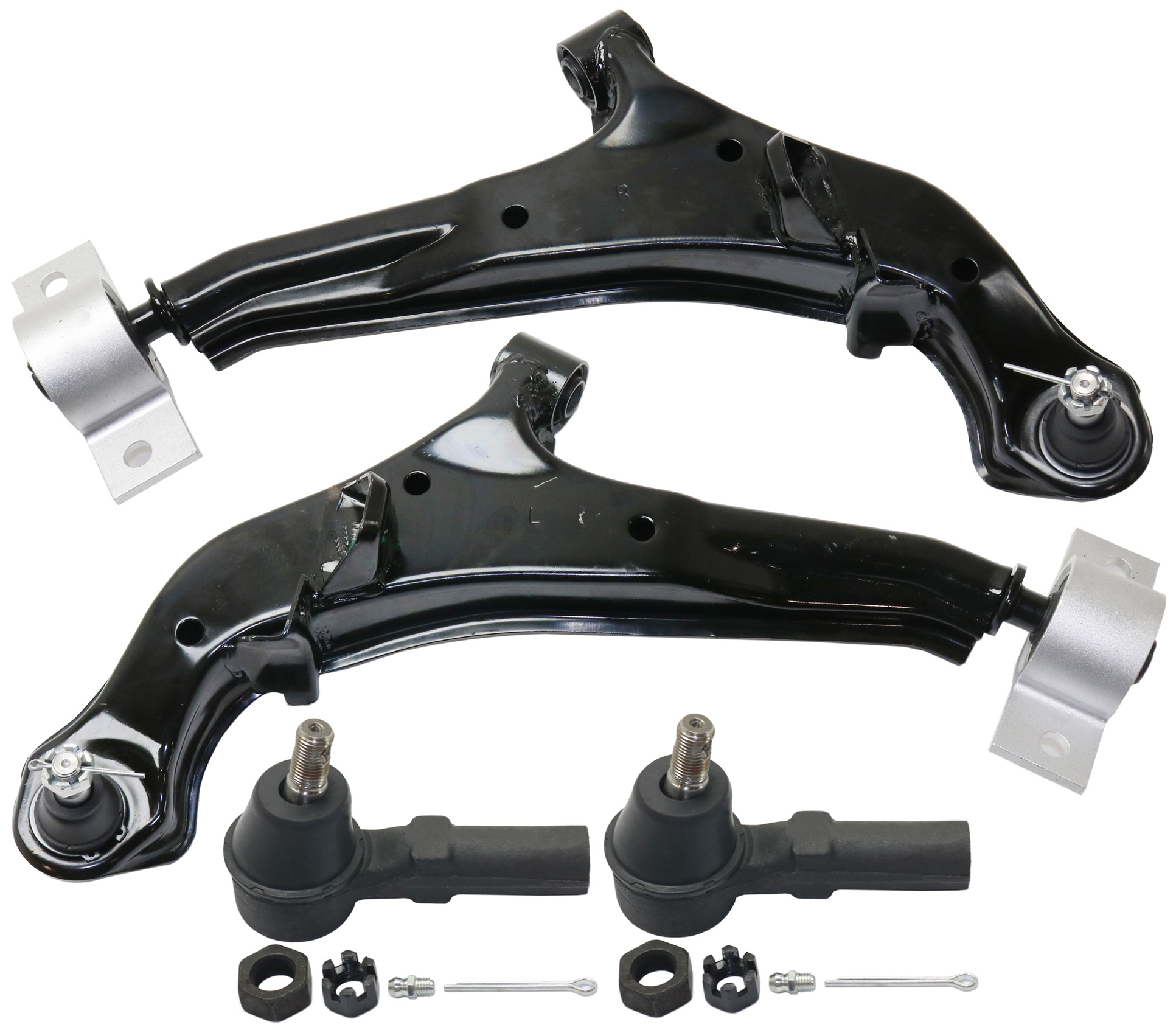 AM MAXIMA 99-03 I35-02-04 FRONT CONTROL ARM KIT RH AND LH Lower 4 pc Kit with Tie Rod End SKU KIT 080917-60 Partslink NI4520101 OEM 545012Y411-545012Y412-545012Y4